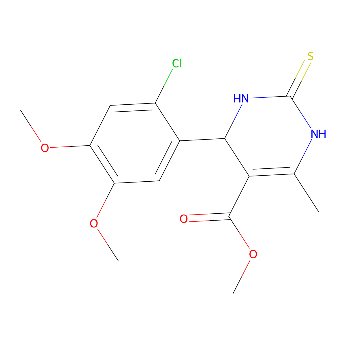 methyl 4-(2-chloro-4,5-dimethoxyphenyl)-6-methyl-2-sulfanylidene-3,4-dihydro-1H-pyrimidine-5-carboxylate molecular structure, CAS 6377-03-3