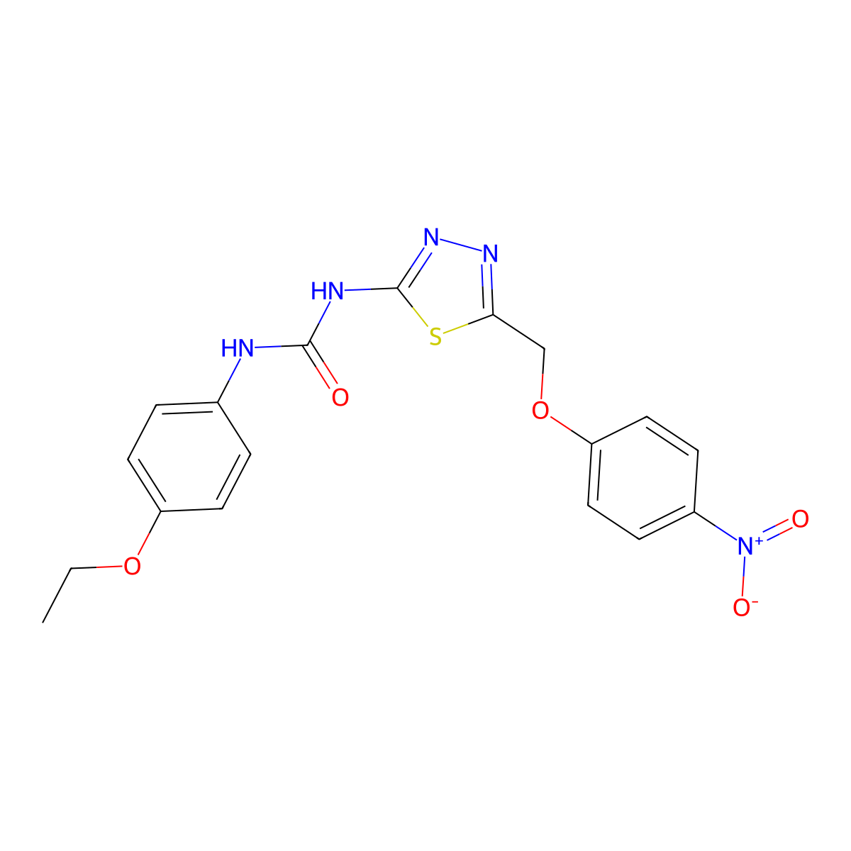 1-(4-Ethoxyphenyl)-3-[5-[(4-nitrophenoxy)methyl]-1,3,4-thiadiazol-2-yl]urea molecular structure, CAS 6377-17-9