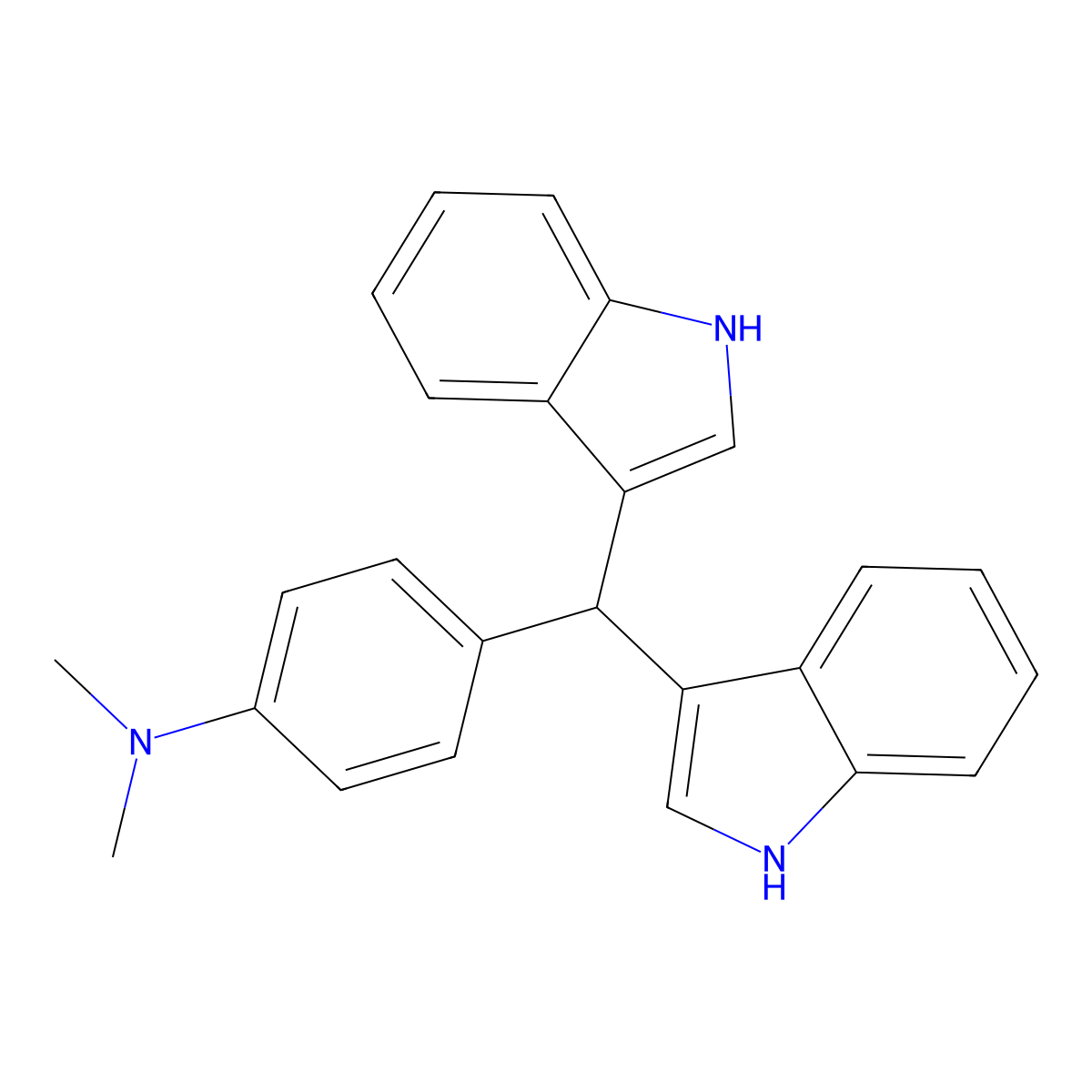 4-(di-1H-indol-3-ylmethyl)-N,N-dimethylaniline molecular structure, CAS 6377-79-3