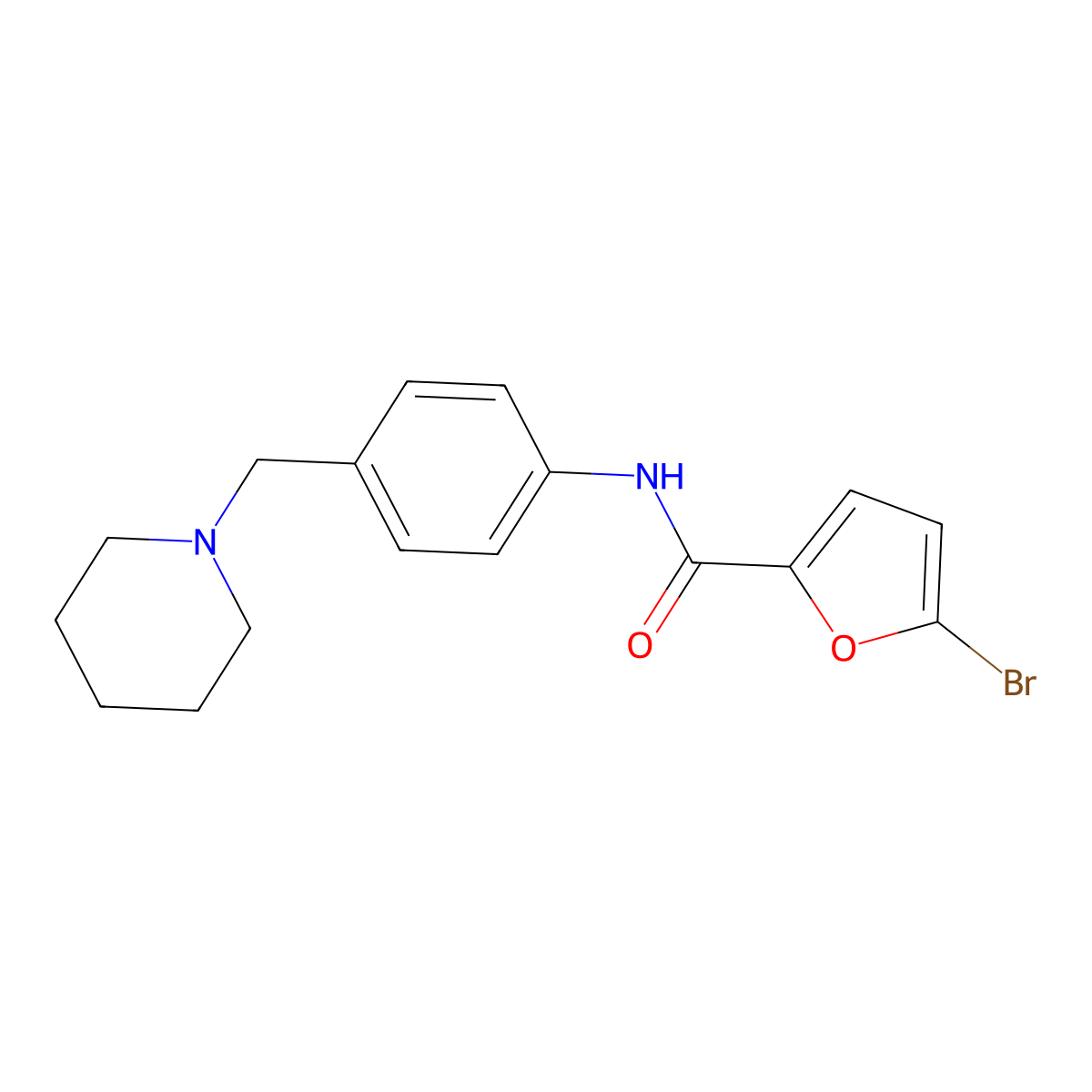 5-bromo-N-[4-(piperidin-1-ylmethyl)phenyl]furan-2-carboxamide molecular structure, CAS 637730-10-0