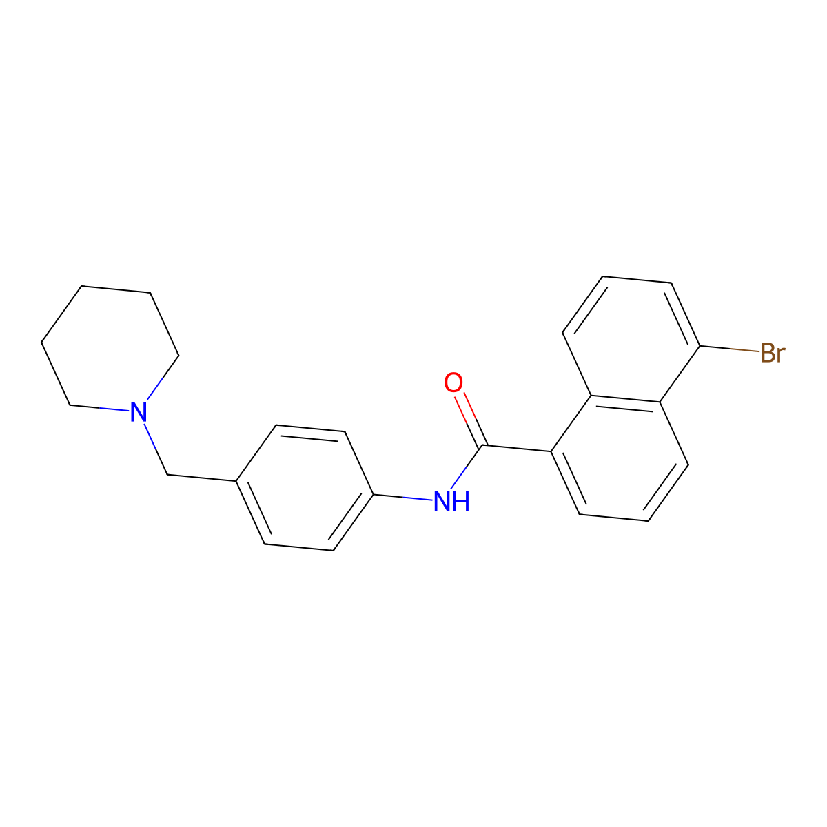 5-bromo-N-[4-(piperidin-1-ylmethyl)phenyl]naphthalene-1-carboxamide molecular structure, CAS 637730-14-4