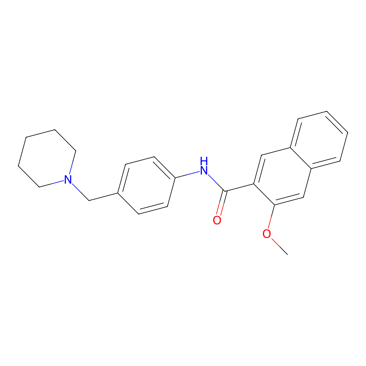 3-methoxy-N-[4-(piperidin-1-ylmethyl)phenyl]naphthalene-2-carboxamide molecular structure, CAS 637730-18-8