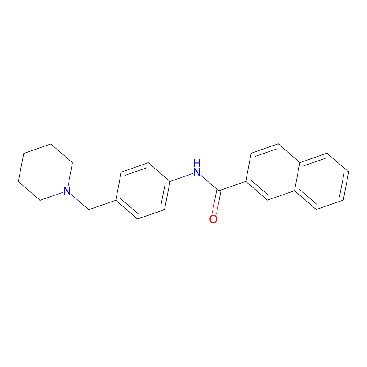 N-[4-(piperidin-1-ylmethyl)phenyl]naphthalene-2-carboxamide molecular structure, CAS 637730-20-2