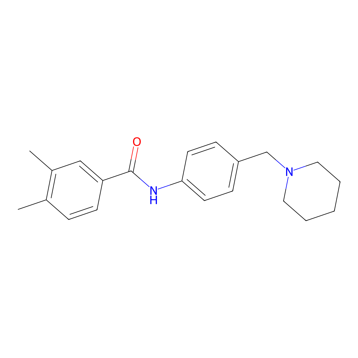 3,4-dimethyl-N-[4-(piperidin-1-ylmethyl)phenyl]benzamide molecular structure, CAS 637730-28-0