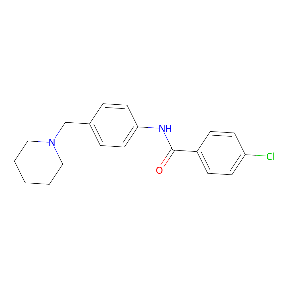 4-chloro-N-[4-(piperidin-1-ylmethyl)phenyl]benzamide molecular structure, CAS 637730-80-4