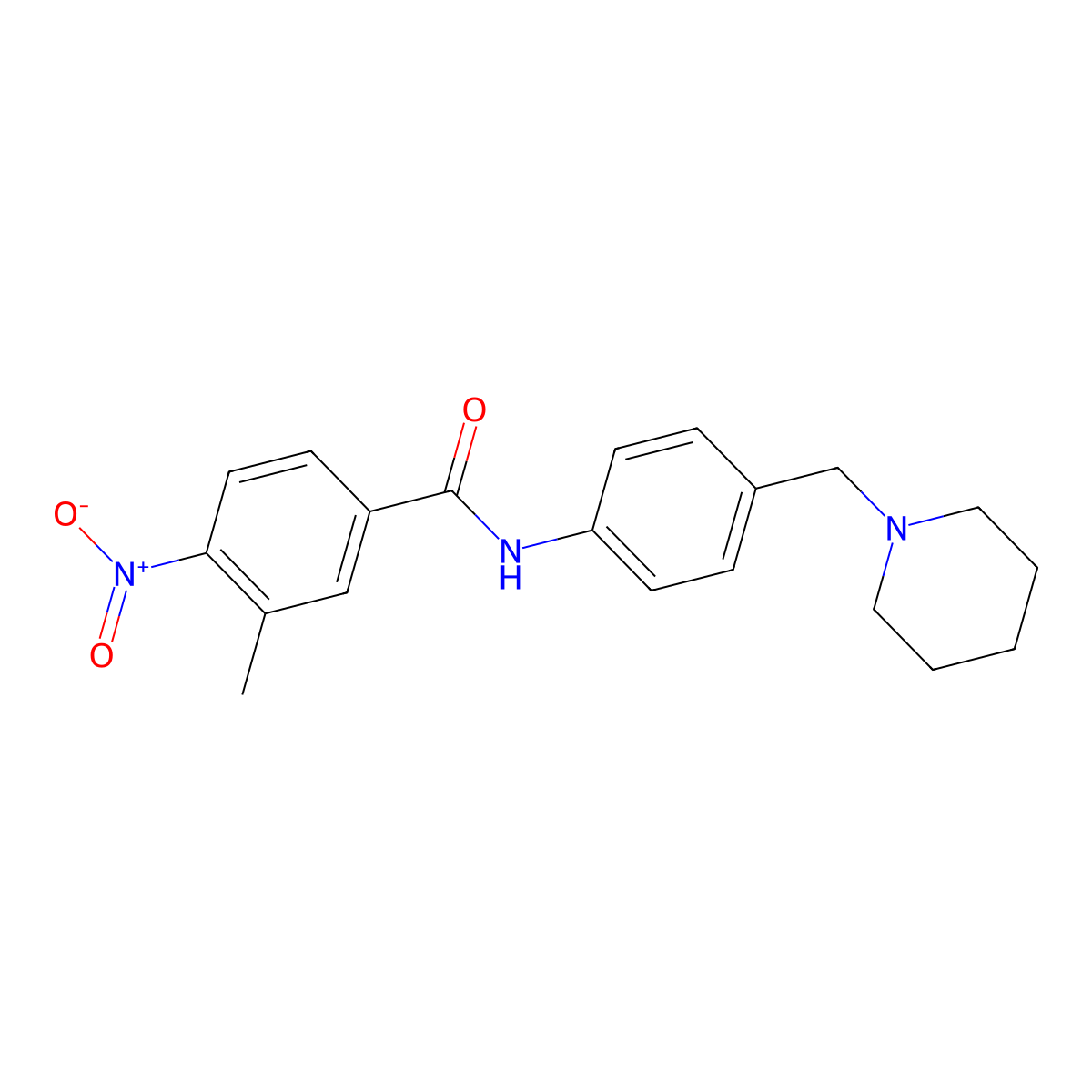 3-methyl-4-nitro-N-[4-(piperidin-1-ylmethyl)phenyl]benzamide molecular structure, CAS 637731-08-9