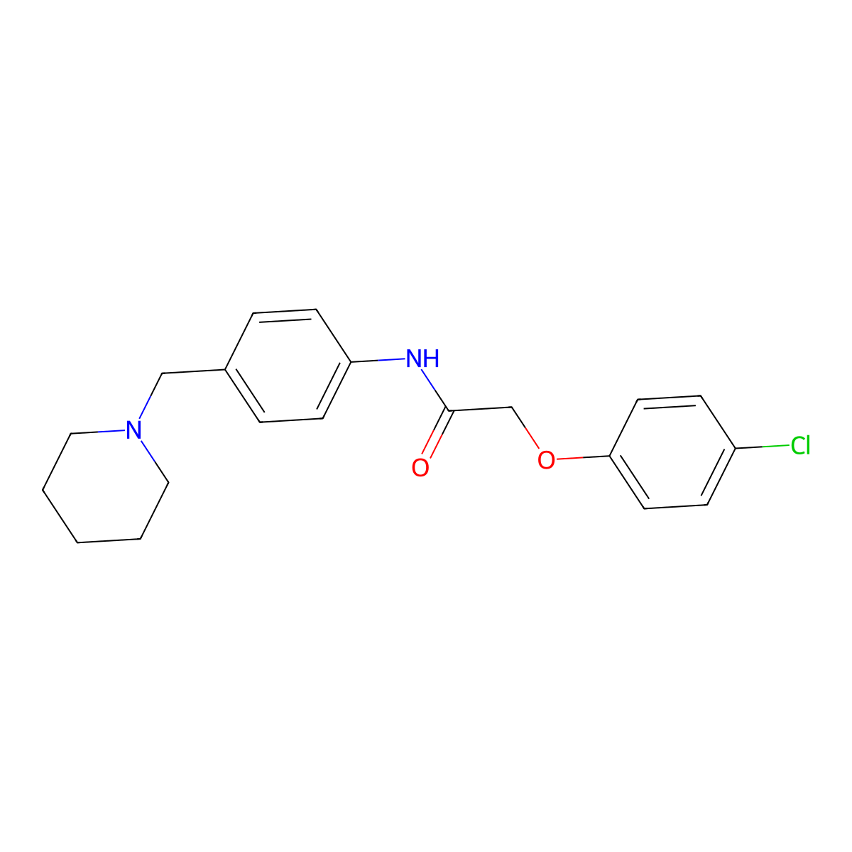 2-(4-chlorophenoxy)-N-[4-(piperidin-1-ylmethyl)phenyl]acetamide molecular structure, CAS 637731-26-1