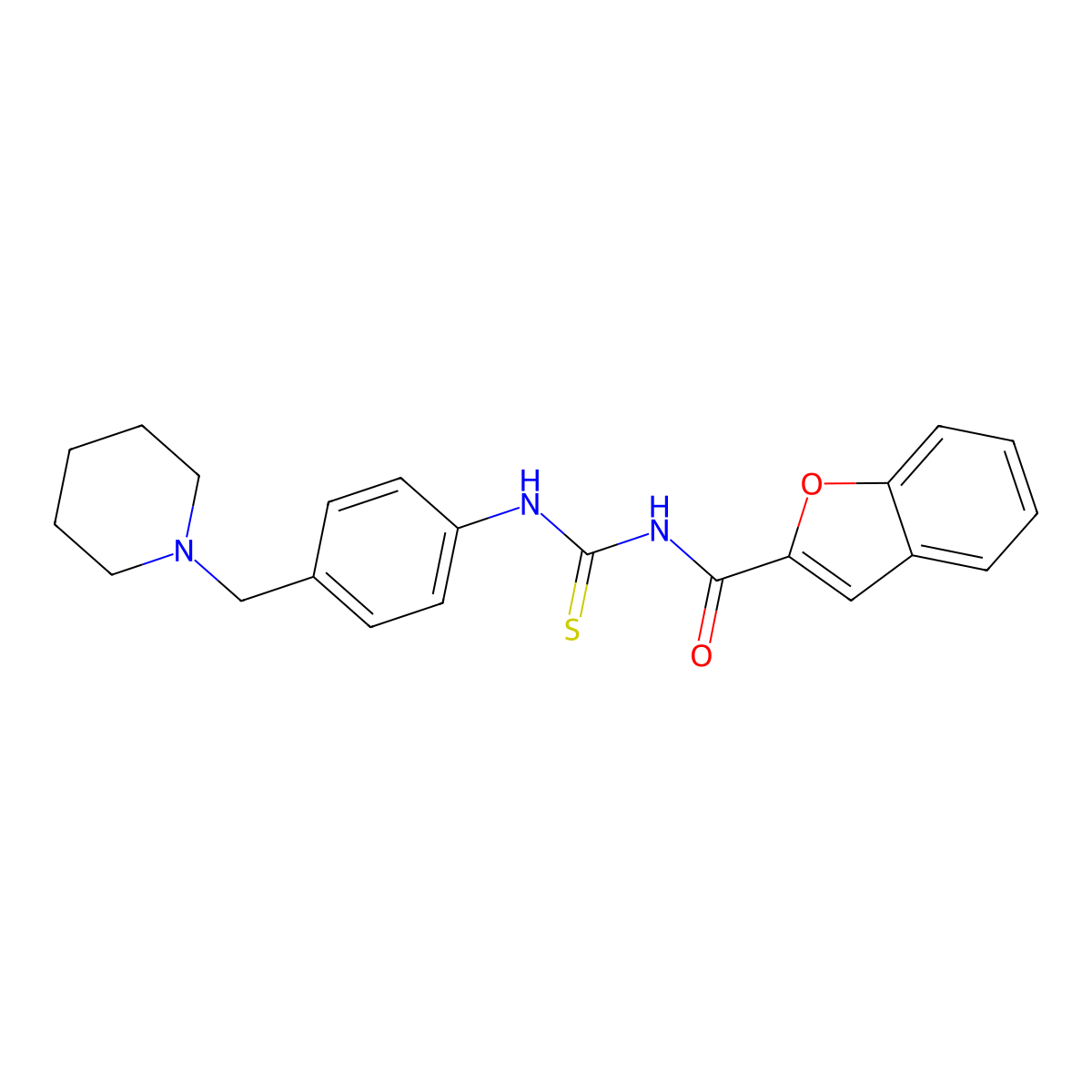 N-[[4-(piperidin-1-ylmethyl)phenyl]carbamothioyl]-1-benzofuran-2-carboxamide molecular structure, CAS 637731-58-9