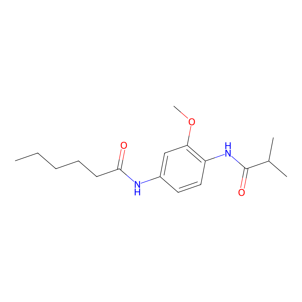 N-[3-methoxy-4-(2-methylpropanoylamino)phenyl]hexanamide molecular structure, CAS 637734-27-1