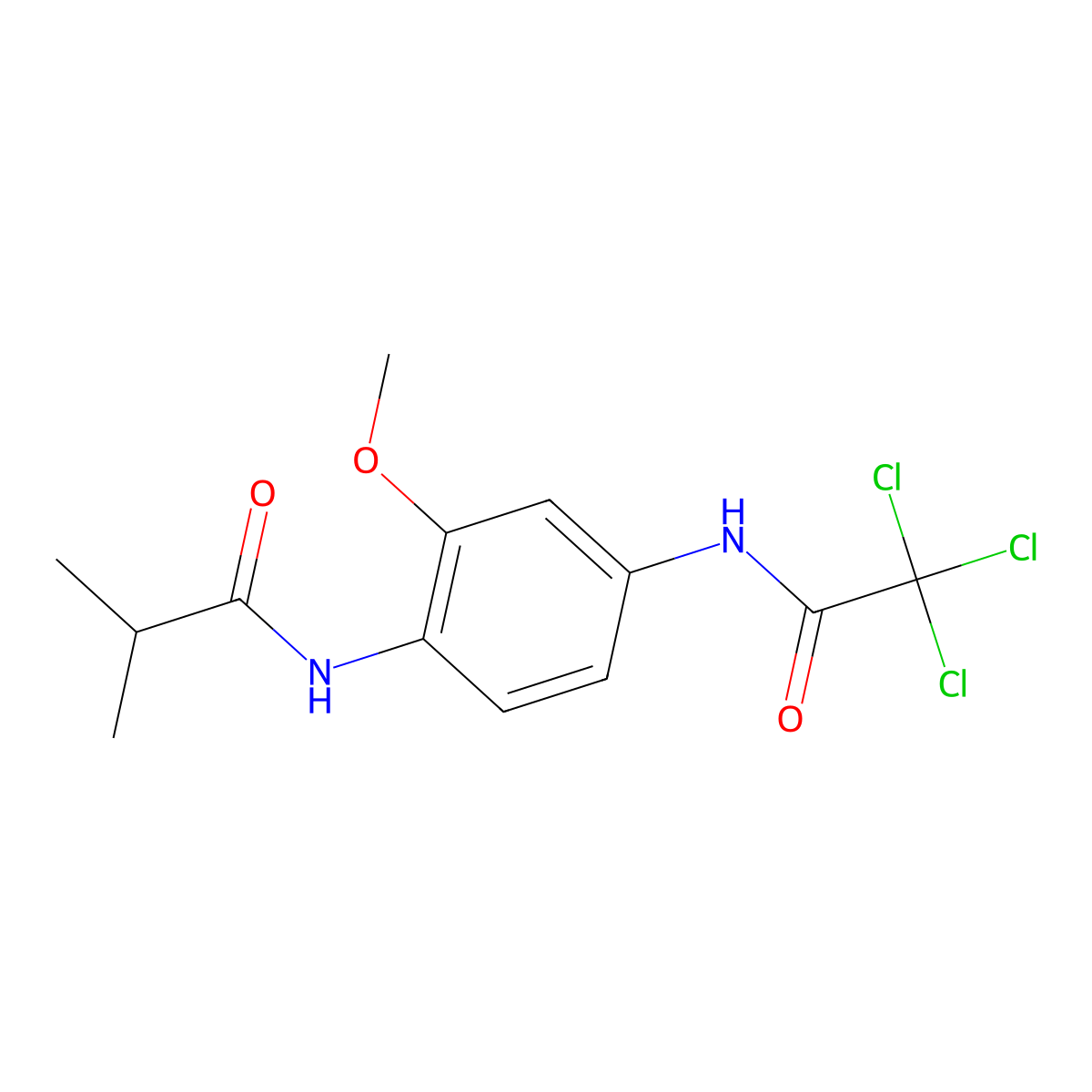 N-[2-methoxy-4-[(2,2,2-trichloroacetyl)amino]phenyl]-2-methylpropanamide molecular structure, CAS 637734-29-3