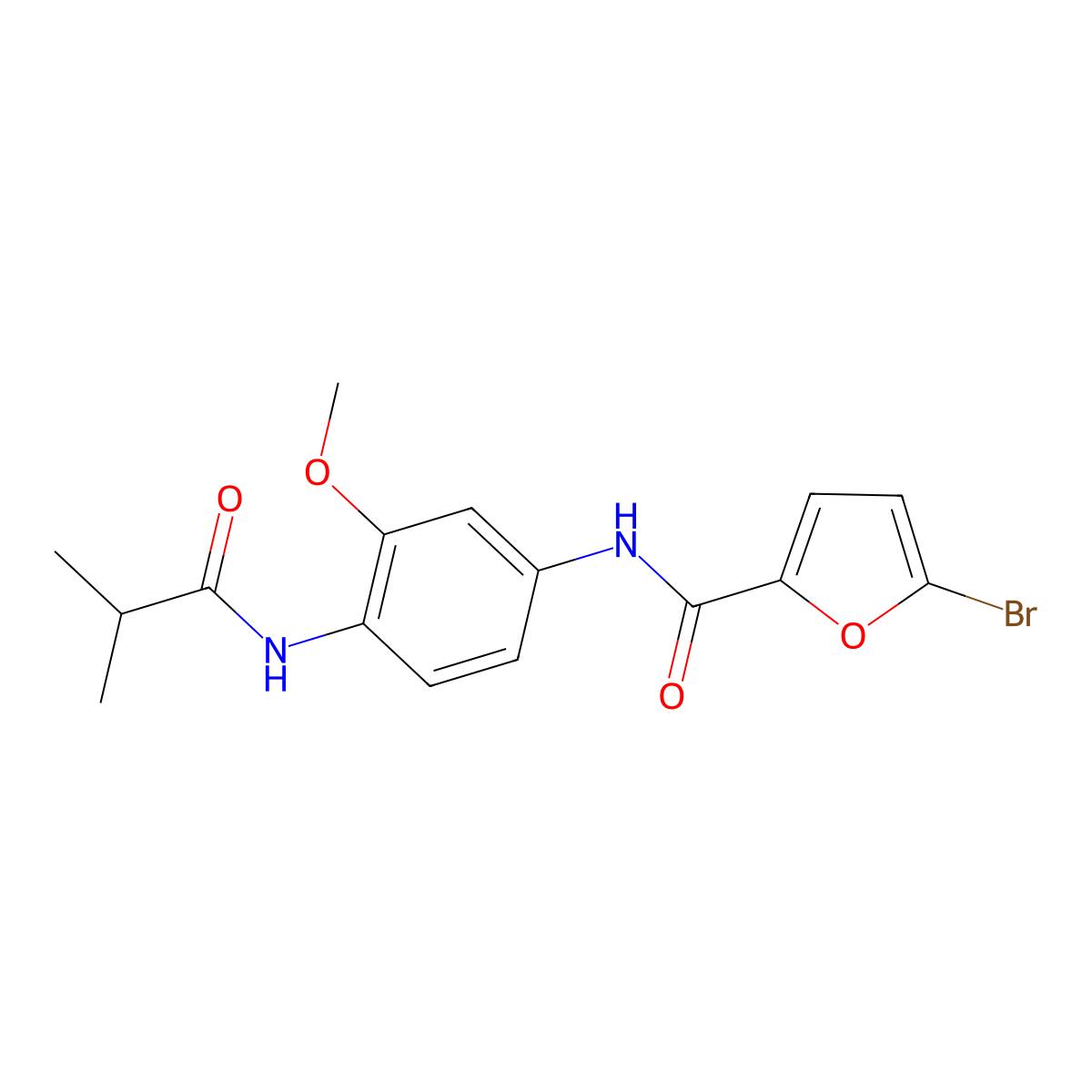 5-bromo-N-[4-(isobutyrylamino)-3-methoxyphenyl]-2-furamide molecular structure, CAS 637734-32-8