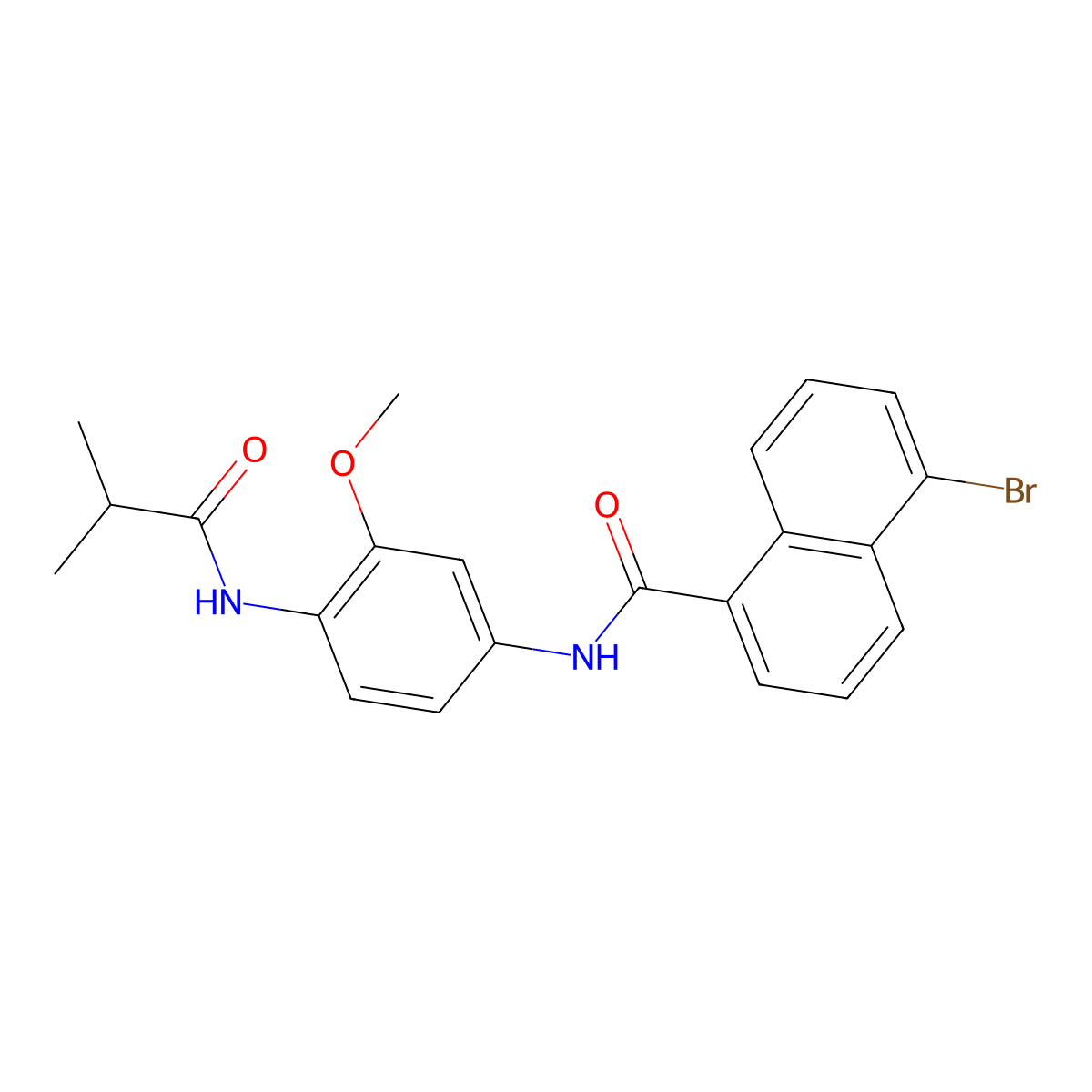 5-bromo-N-[3-methoxy-4-(2-methylpropanoylamino)phenyl]naphthalene-1-carboxamide molecular structure, CAS 637734-34-0