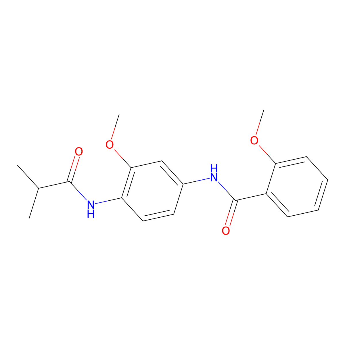 2-methoxy-N-[3-methoxy-4-(2-methylpropanoylamino)phenyl]benzamide molecular structure, CAS 637734-40-8
