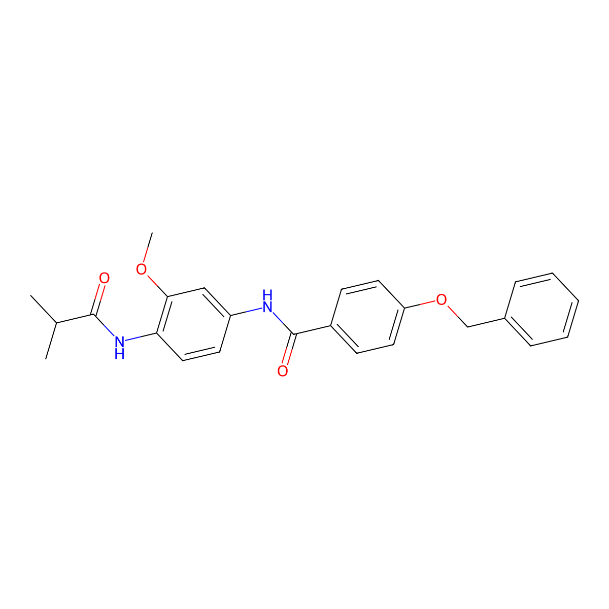 4-(benzyloxy)-N-[4-(isobutyrylamino)-3-methoxyphenyl]benzamide molecular structure, CAS 637734-43-1