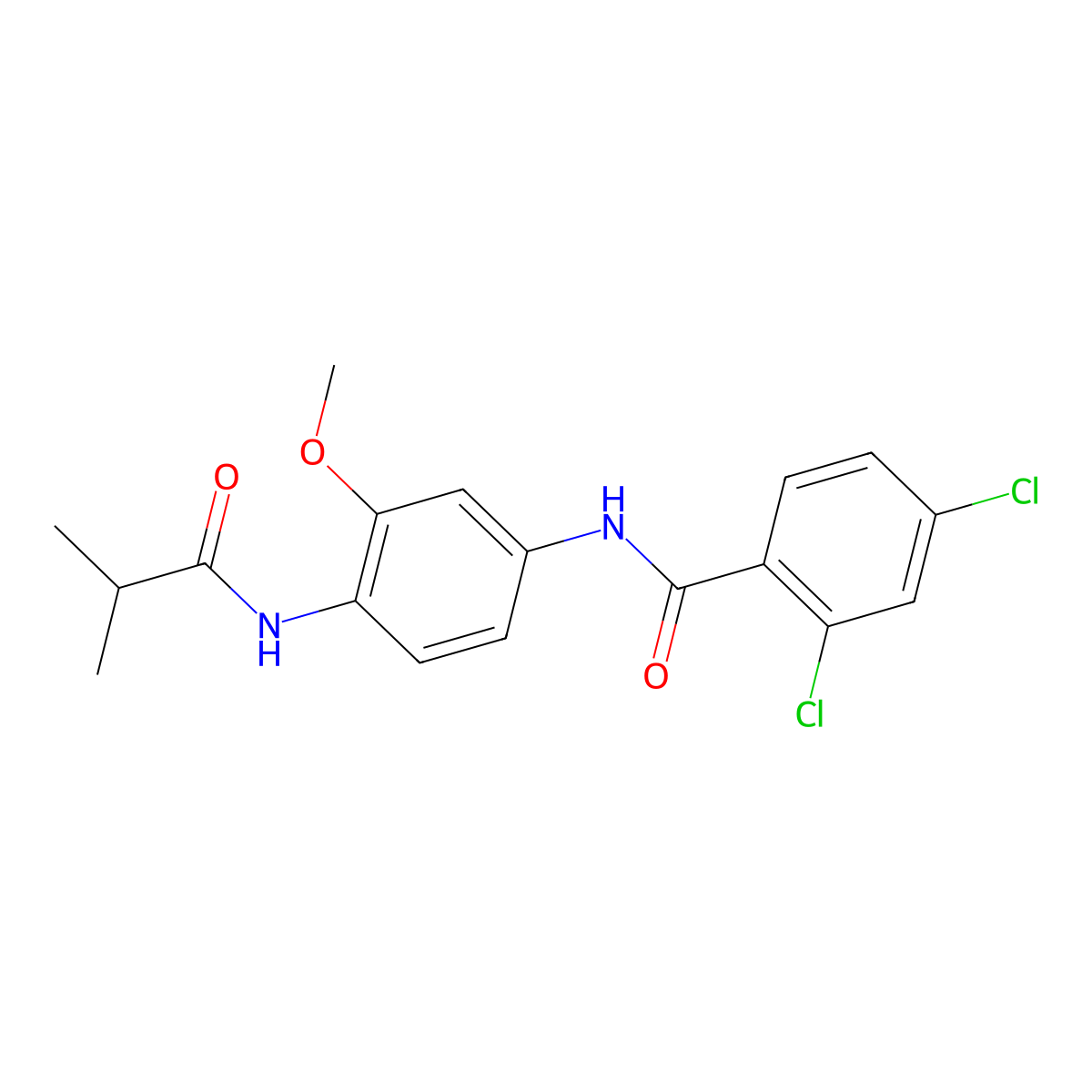 2,4-dichloro-N-[3-methoxy-4-(2-methylpropanoylamino)phenyl]benzamide molecular structure, CAS 637734-70-4