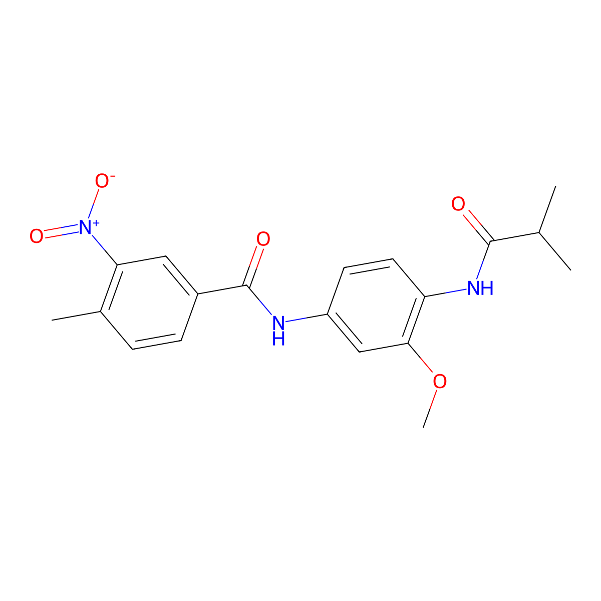 N-[3-methoxy-4-(2-methylpropanoylamino)phenyl]-4-methyl-3-nitrobenzamide molecular structure, CAS 637734-82-8