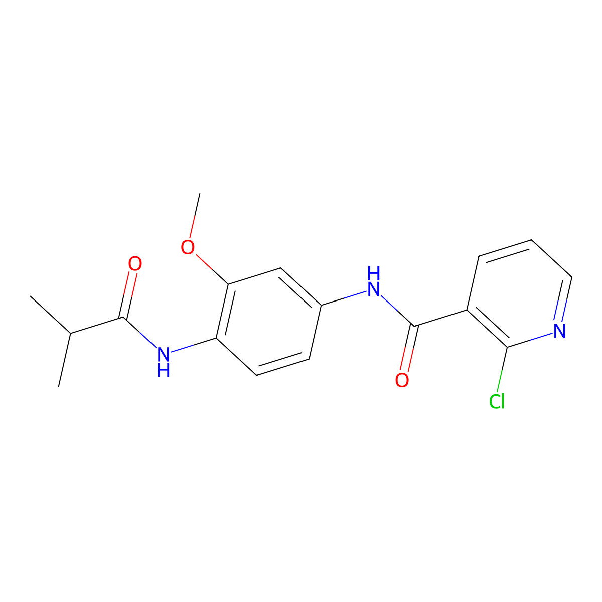 2-chloro-N-[4-(isobutyrylamino)-3-methoxyphenyl]nicotinamide molecular structure, CAS 637734-87-3
