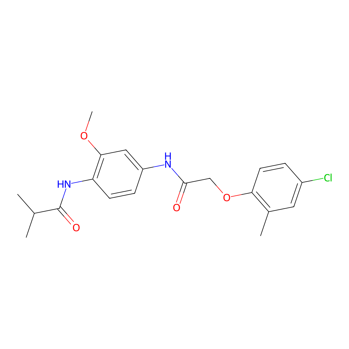 N-(4-{[(4-chloro-2-methylphenoxy)acetyl]amino}-2-methoxyphenyl)-2-methylpropanamide molecular structure, CAS 637734-92-0
