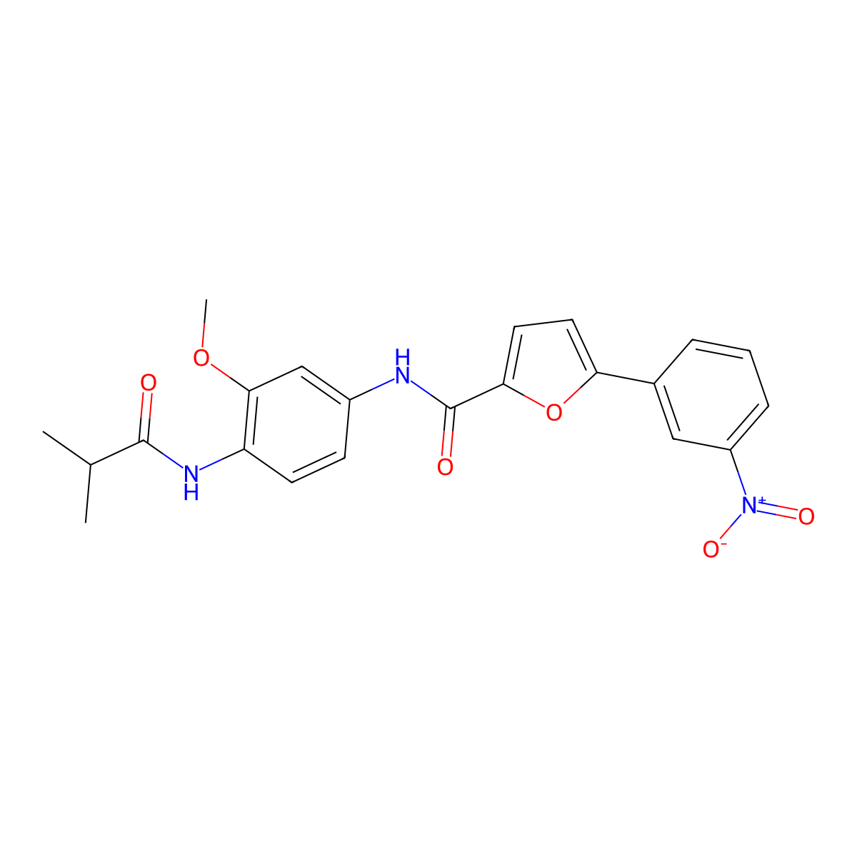 N-[3-methoxy-4-(2-methylpropanoylamino)phenyl]-5-(3-nitrophenyl)furan-2-carboxamide molecular structure, CAS 637735-07-0
