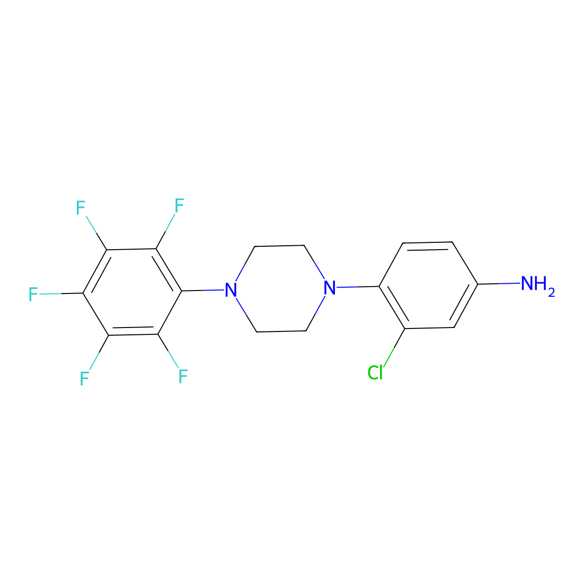 3-Chloro-4-[4-(pentafluorophenyl)piperazin-1-yl]aniline molecular structure, CAS 637736-34-6
