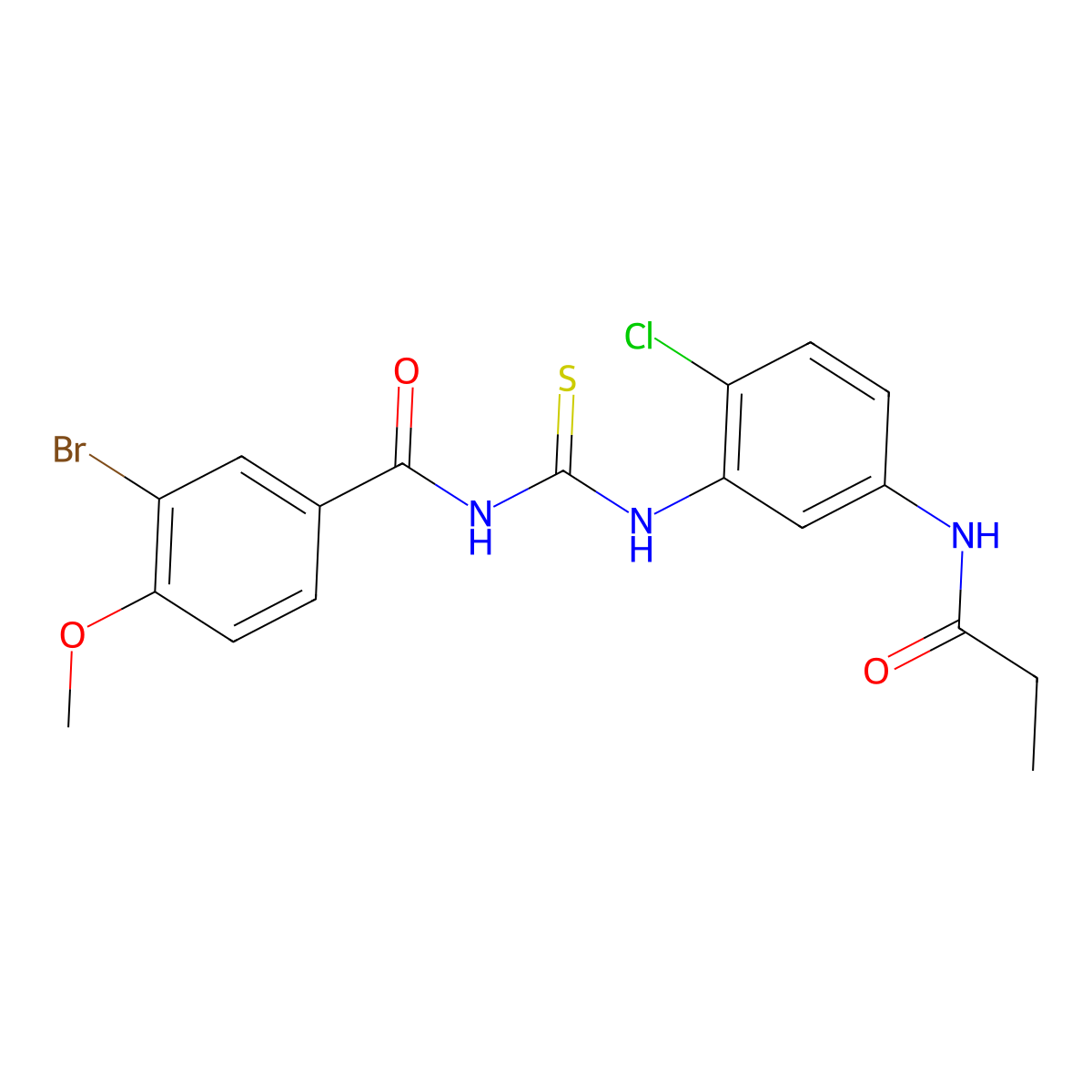 3-bromo-N-[[2-chloro-5-(propanoylamino)phenyl]carbamothioyl]-4-methoxybenzamide molecular structure, CAS 637737-89-4