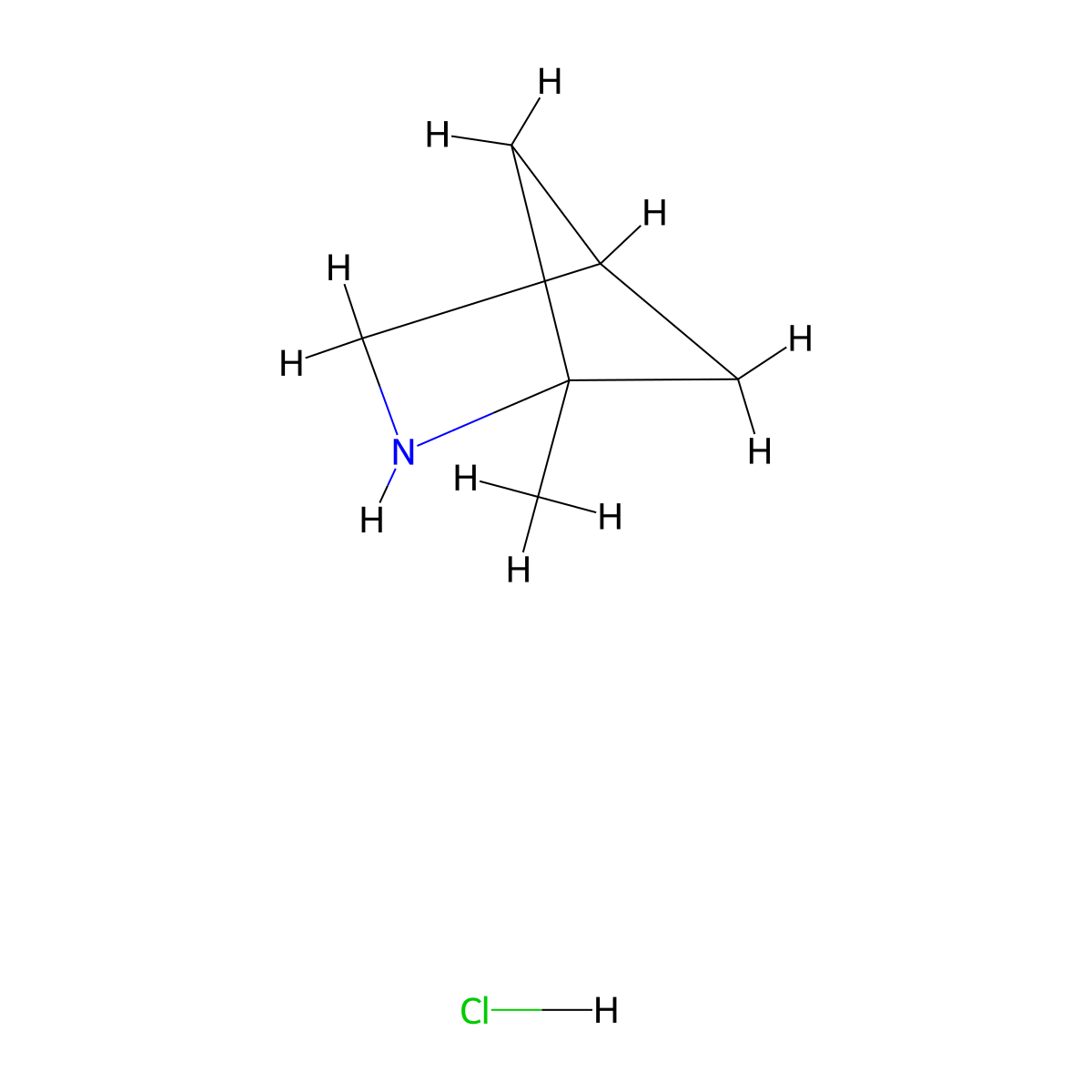 1-Methyl-2-azabicyclo(2.1.1)hexane hydrochloride molecular structure, CAS 637739-97-0