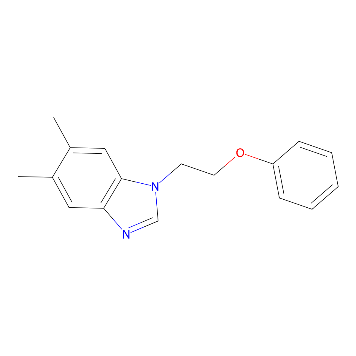 5,6-dimethyl-1-(2-phenoxyethyl)-1H-1,3-benzodiazole molecular structure, CAS 637745-26-7