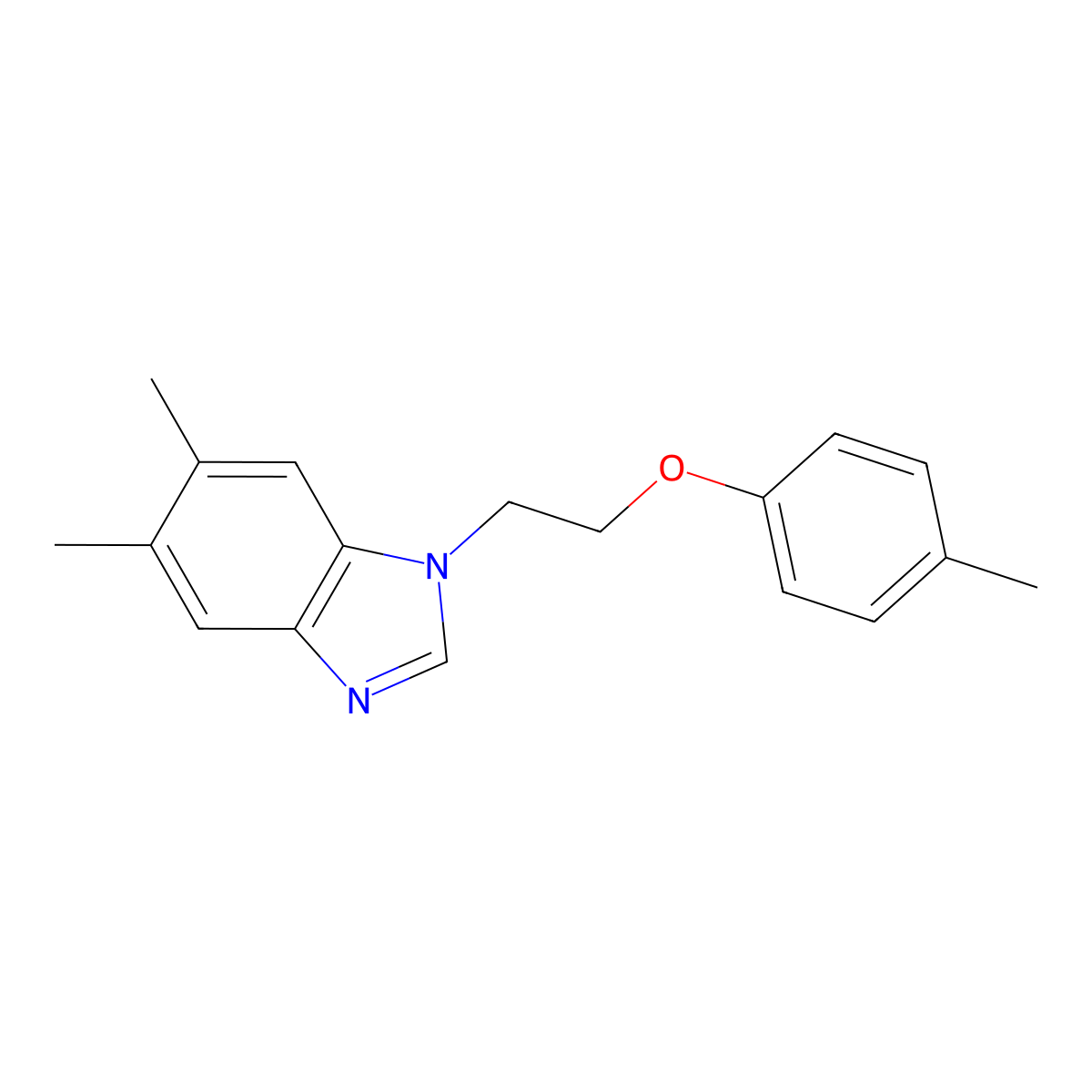 5,6-Dimethyl-1-[2-(4-methylphenoxy)ethyl]benzimidazole molecular structure, CAS 637745-27-8