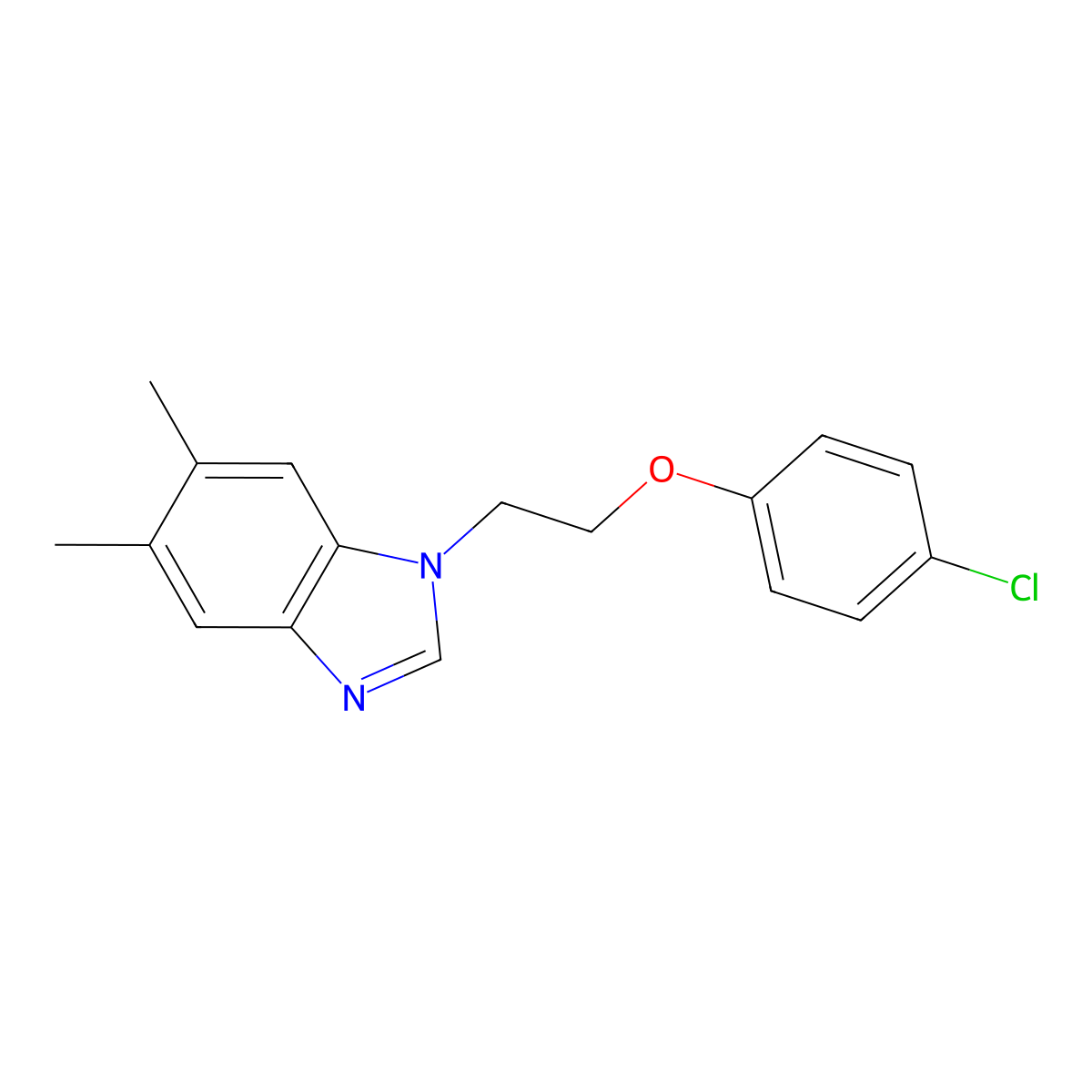 1-[2-(4-Chlorophenoxy)ethyl]-5,6-dimethylbenzimidazole molecular structure, CAS 637745-28-9