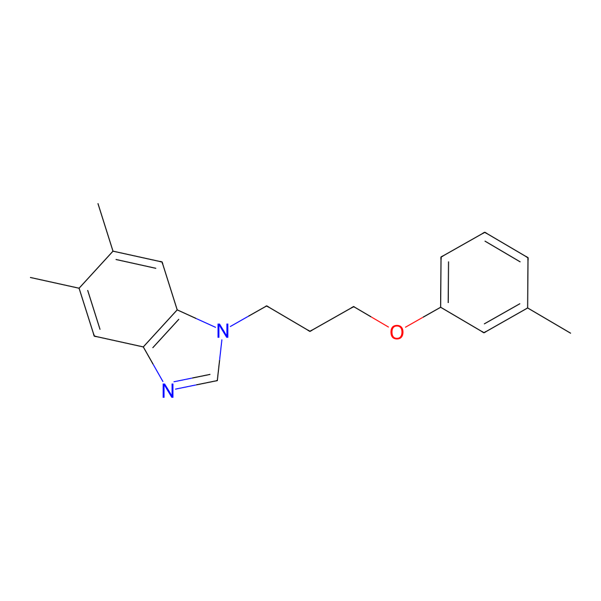 5,6-dimethyl-1-(3-(m-tolyloxy)propyl)-1H-benzo[d]imidazole molecular structure, CAS 637745-34-7