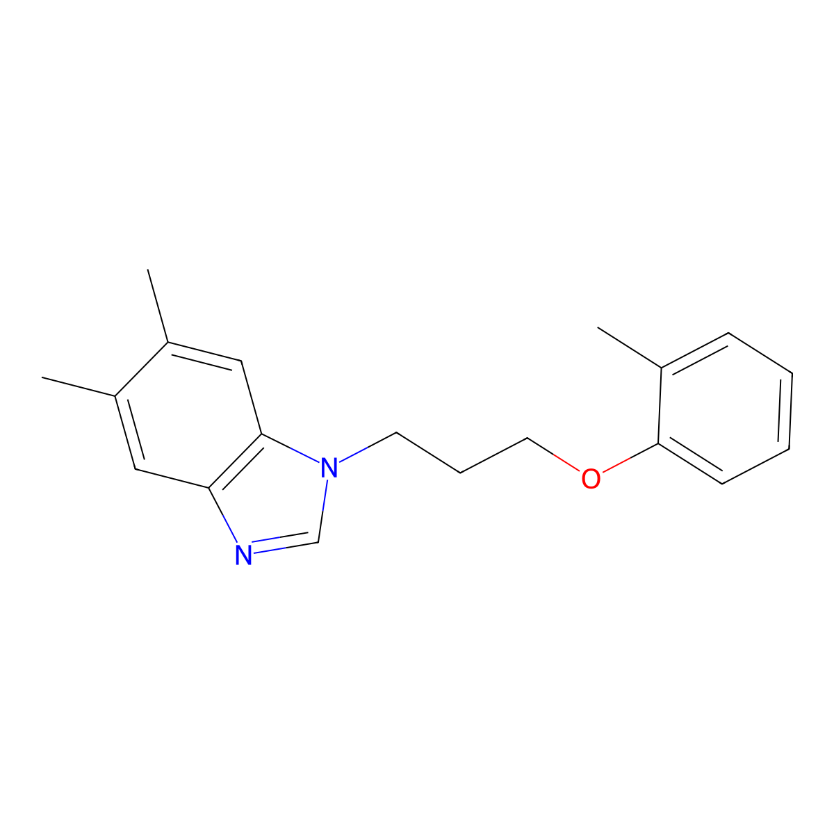 5,6-Dimethyl-1-[3-(2-methylphenoxy)propyl]benzimidazole molecular structure, CAS 637745-35-8