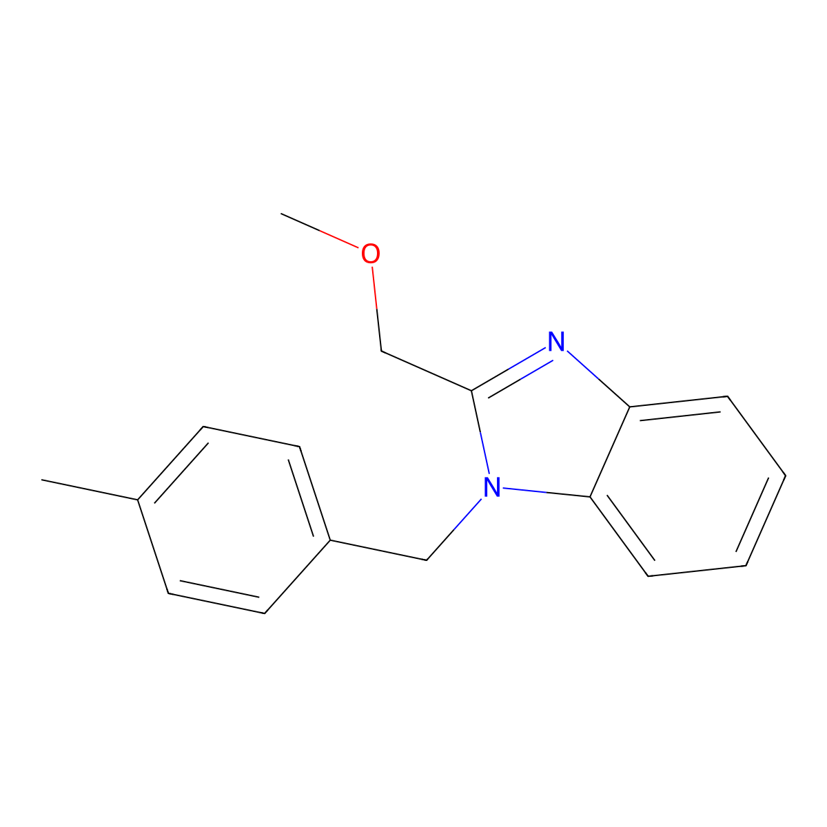 2-(methoxymethyl)-1-[(4-methylphenyl)methyl]-1H-1,3-benzodiazole molecular structure, CAS 637745-42-7