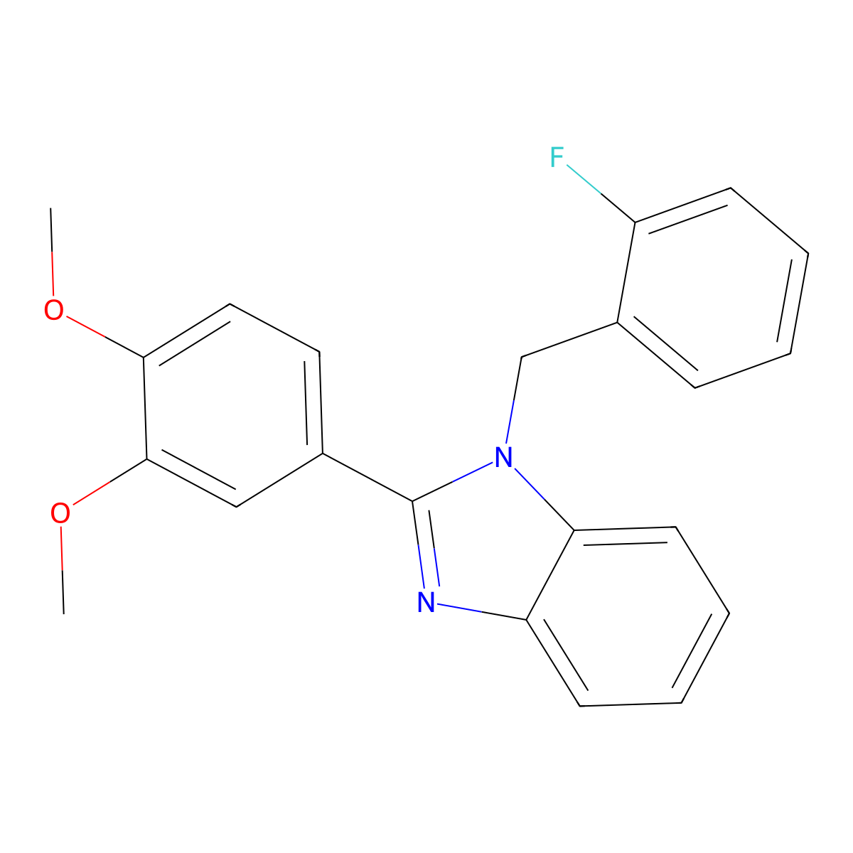 2-(3,4-dimethoxyphenyl)-1-(2-fluorobenzyl)-1H-benzimidazole molecular structure, CAS 637745-48-3