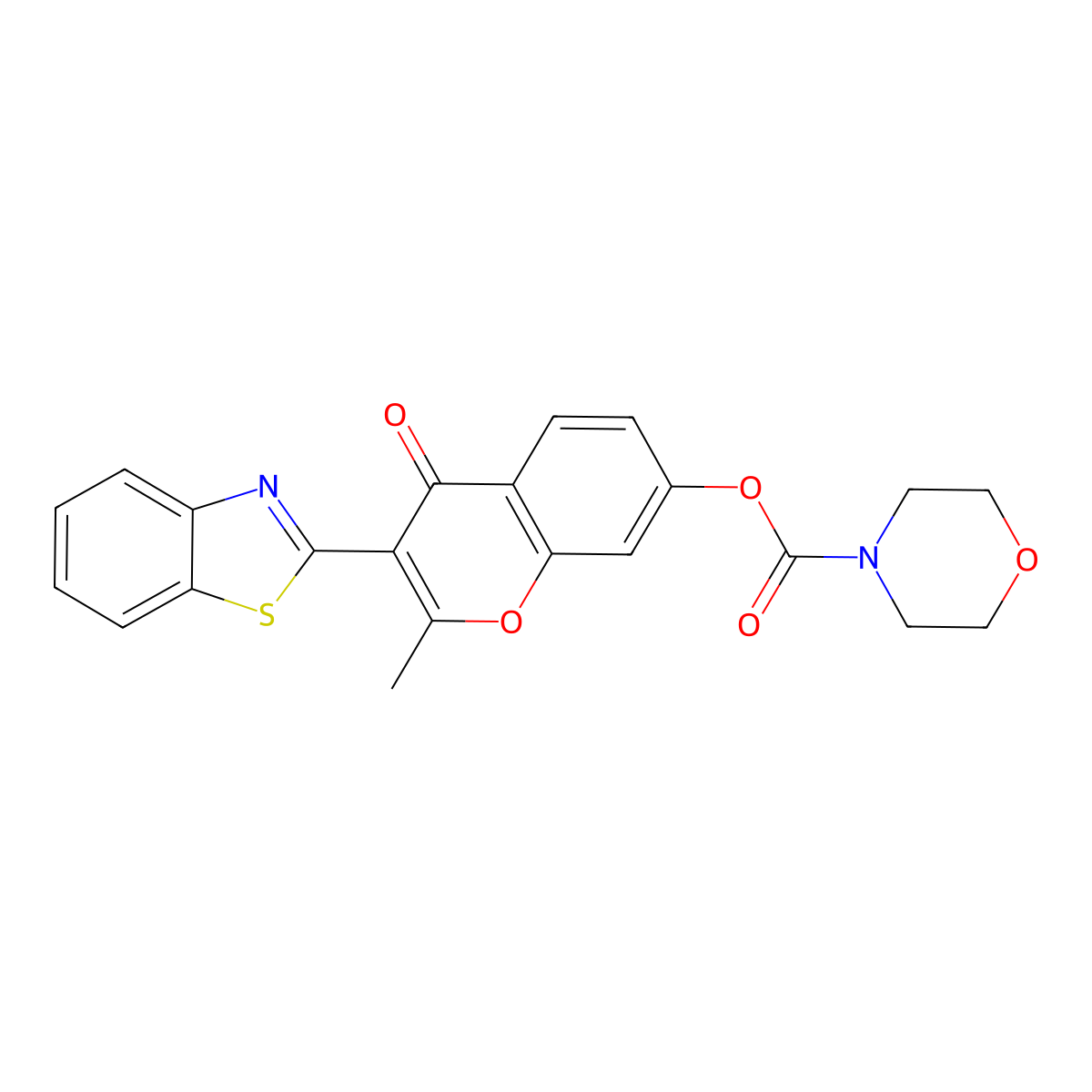 3-(benzo[d]thiazol-2-yl)-2-methyl-4-oxo-4H-chromen-7-yl morpholine-4-carboxylate molecular structure, CAS 637746-56-6