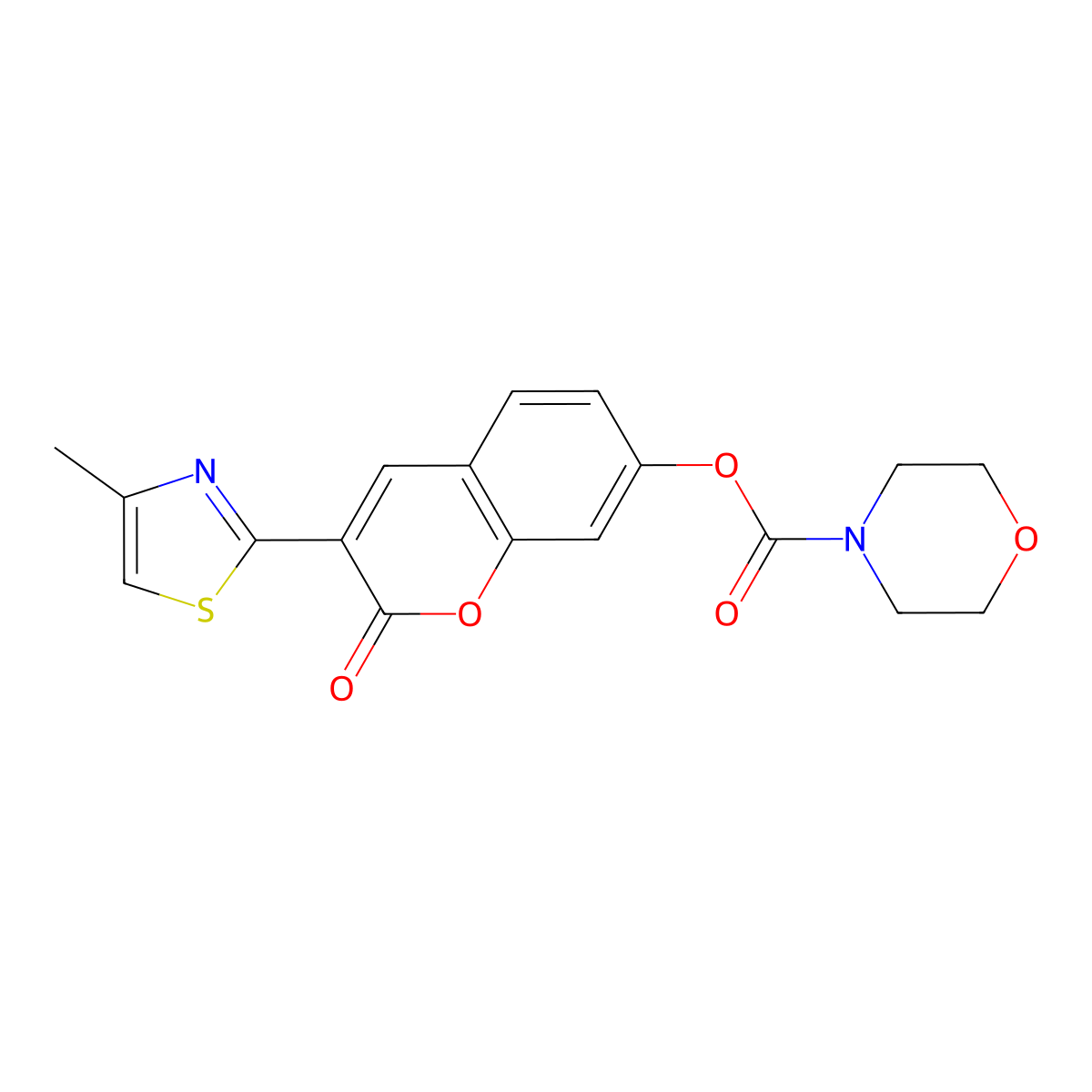3-(4-methylthiazol-2-yl)-2-oxo-2H-chromen-7-yl morpholine-4-carboxylate molecular structure, CAS 637746-81-7