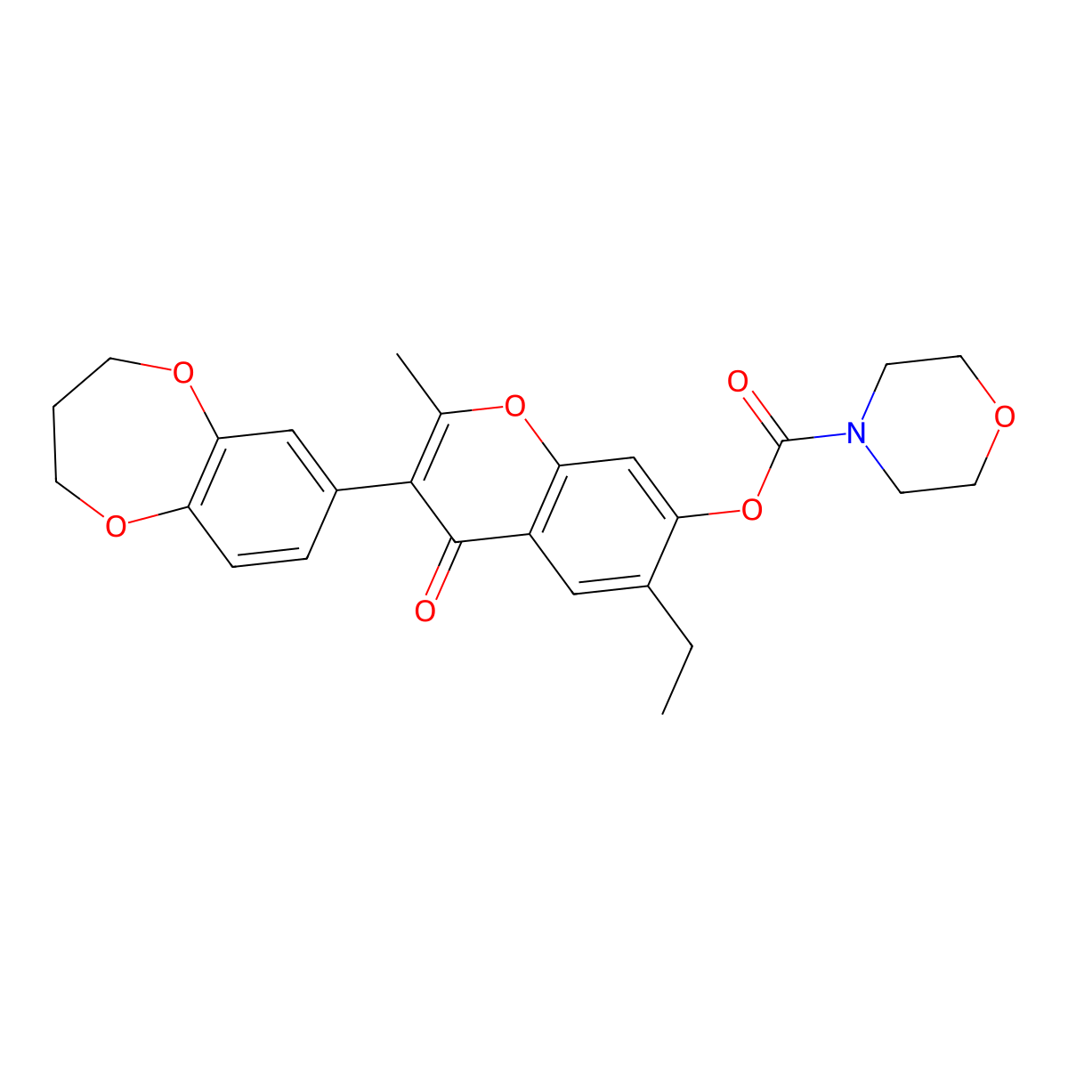 3-(3,4-dihydro-2H-benzo[b][1,4]dioxepin-7-yl)-6-ethyl-2-methyl-4-oxo-4H-chromen-7-yl morpholine-4-carboxylate molecular structure, CAS 637746-89-5