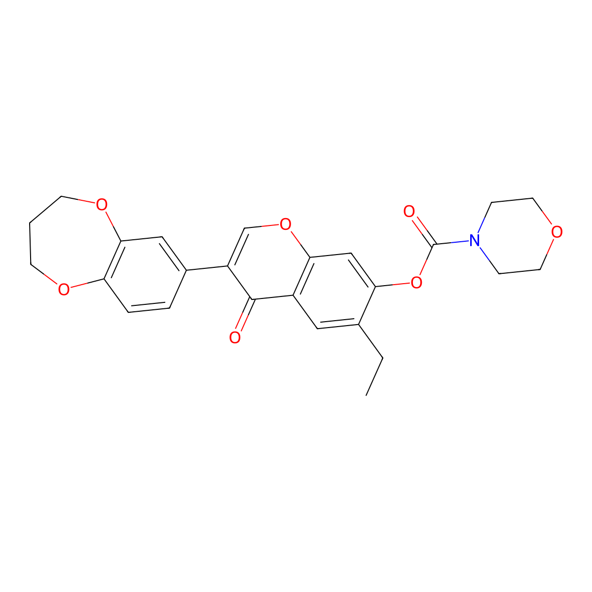 3-(3,4-dihydro-2H-1,5-benzodioxepin-7-yl)-6-ethyl-4-oxo-4H-chromen-7-yl4-morpholinecarboxylate molecular structure, CAS 637746-90-8