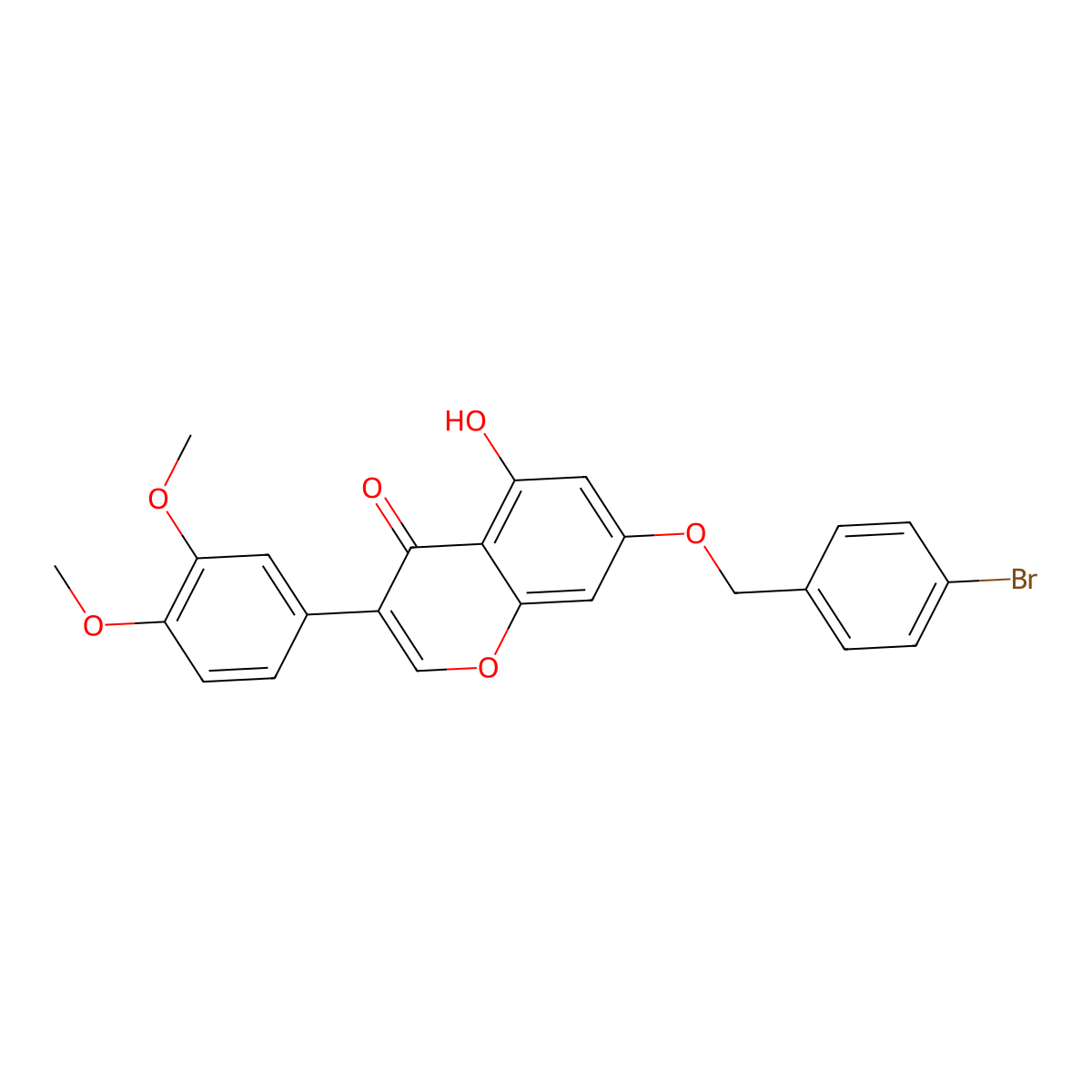 7-((4-bromobenzyl)oxy)-3-(3,4-dimethoxyphenyl)-5-hydroxy-4H-chromen-4-one molecular structure, CAS 637746-91-9