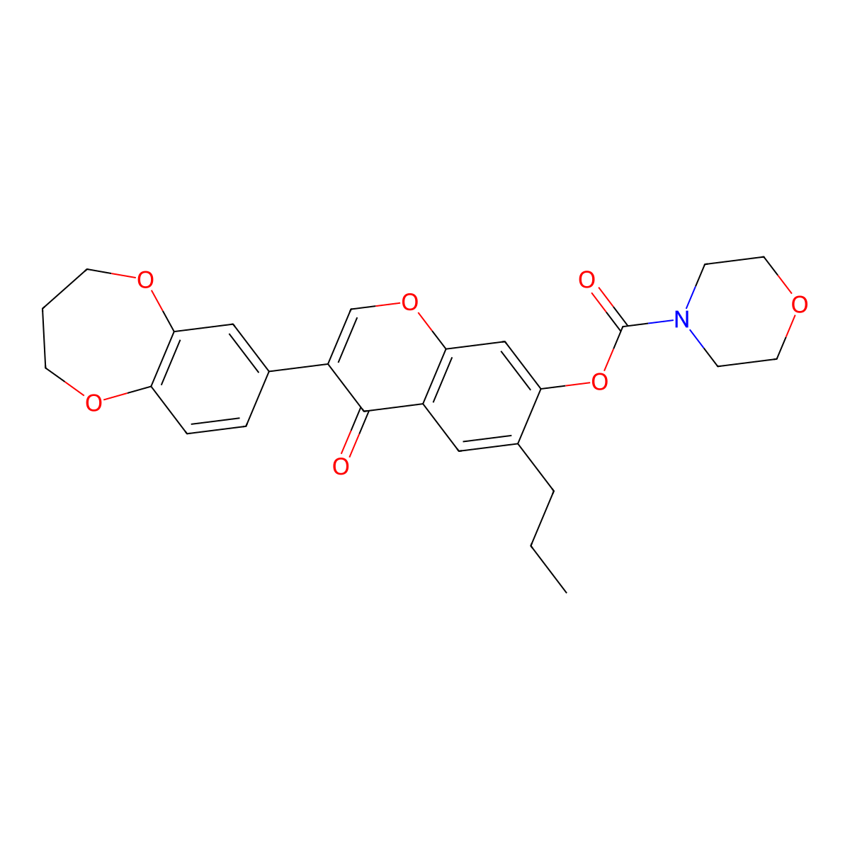 3-(3,4-dihydro-2H-1,5-benzodioxepin-7-yl)-4-oxo-6-propyl-4H-chromen-7-yl4-morpholinecarboxylate molecular structure, CAS 637746-92-0