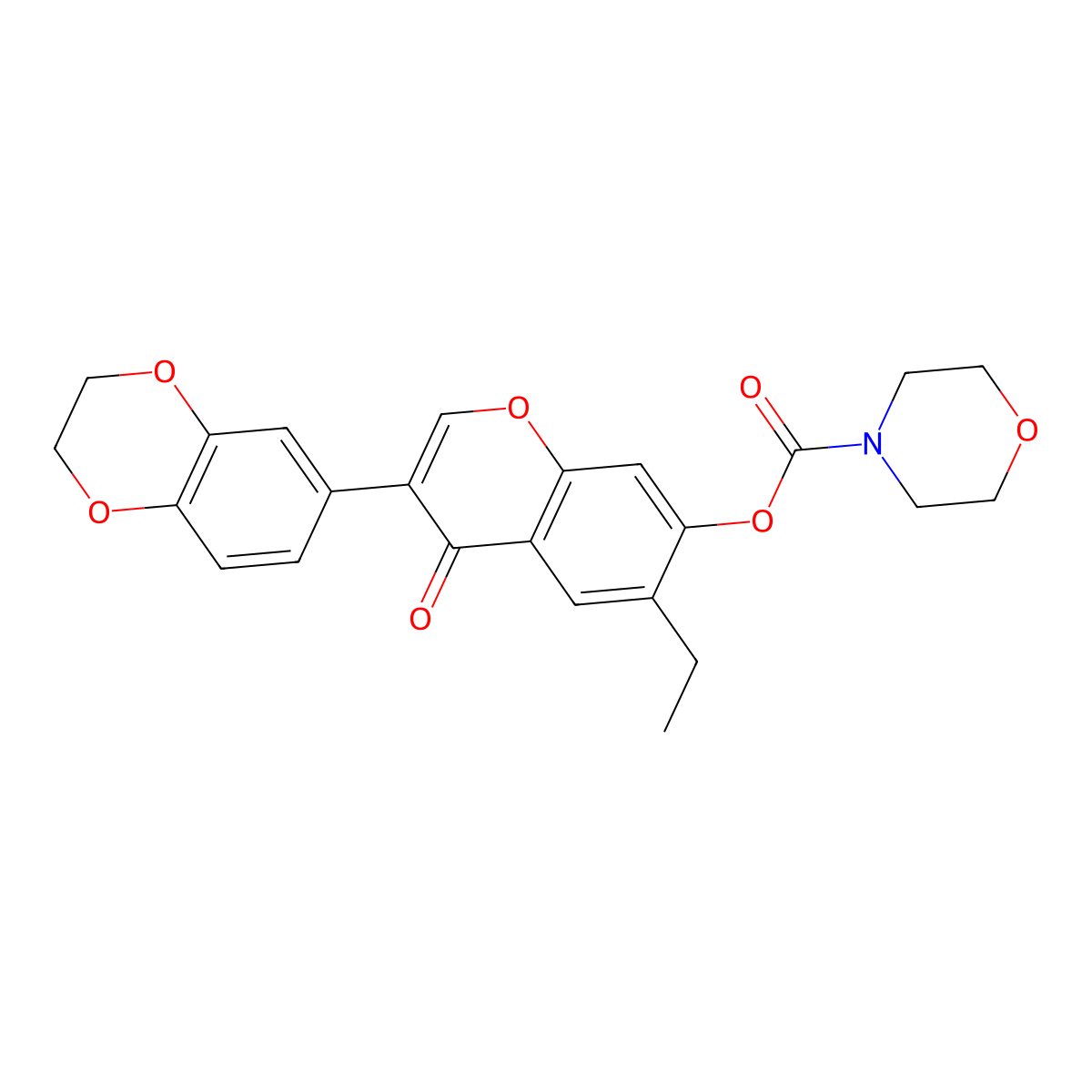 3-(2,3-dihydro-1,4-benzodioxin-6-yl)-6-ethyl-4-oxo-4H-chromen-7-yl 4-morpholinecarboxylate molecular structure, CAS 637746-95-3