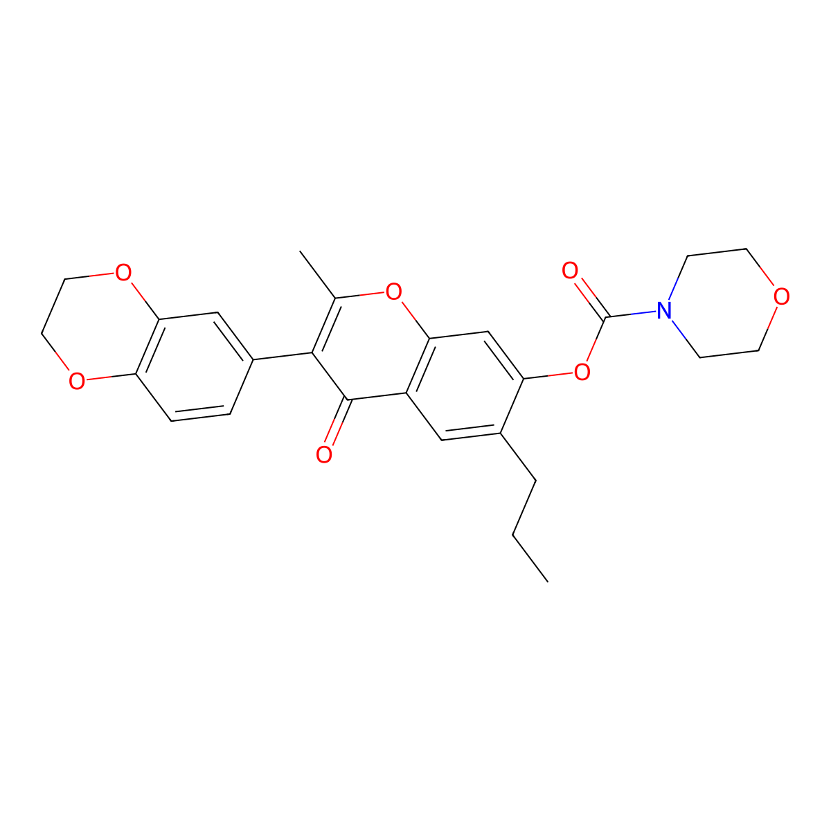 [3-(2,3-Dihydro-1,4-benzodioxin-6-yl)-2-methyl-4-oxo-6-propylchromen-7-yl] morpholine-4-carboxylate molecular structure, CAS 637747-07-0