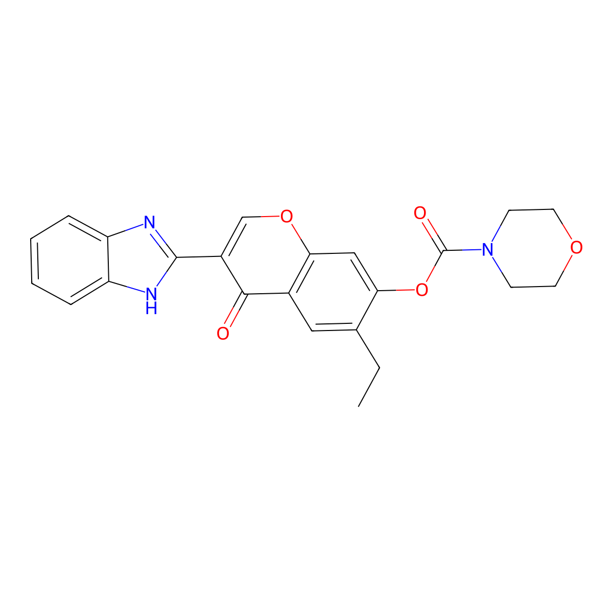 [3-(1H-benzimidazol-2-yl)-6-ethyl-4-oxochromen-7-yl] morpholine-4-carboxylate molecular structure, CAS 637747-53-6