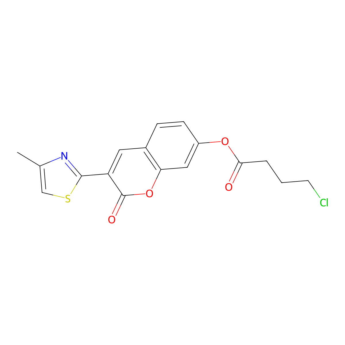 3-(4-methylthiazol-2-yl)-2-oxo-2H-chromen-7-yl 4-chlorobutanoate molecular structure, CAS 637747-73-0