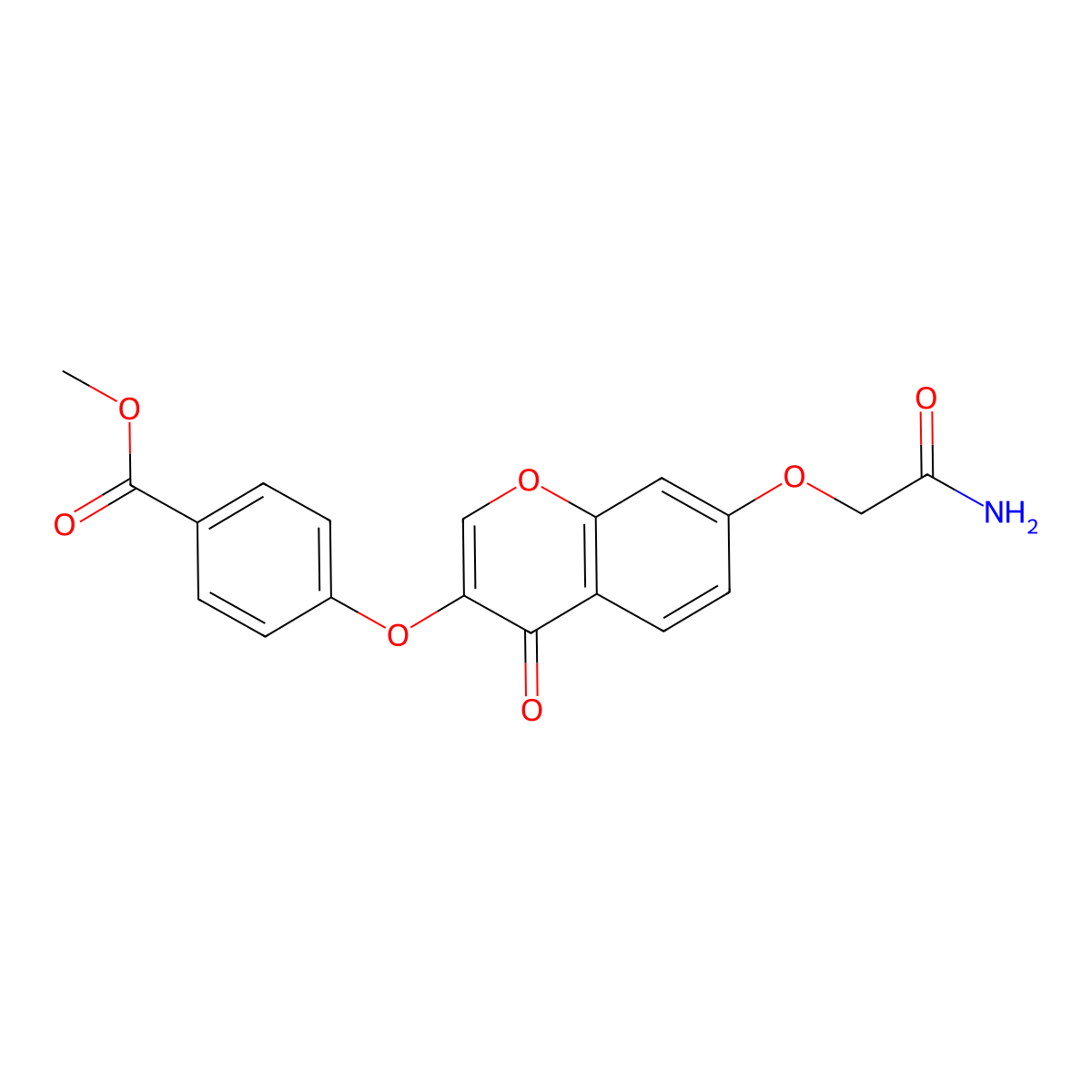 Methyl 4-[7-(carbamoylmethoxy)-4-oxochromen-3-yloxy]benzoate molecular structure, CAS 637747-89-8