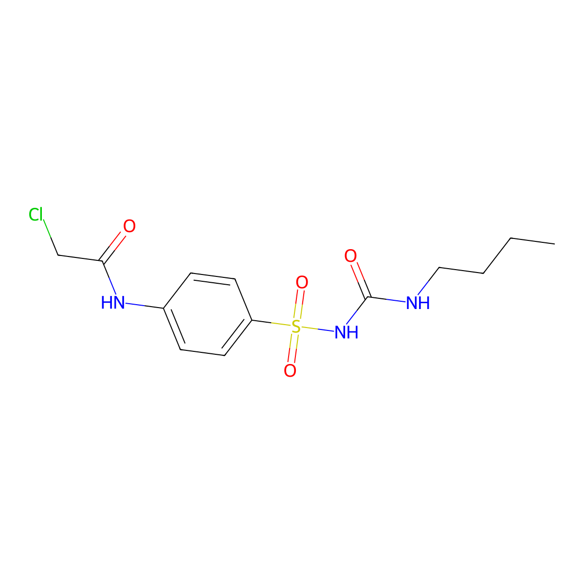 N-(4-{[(butylamino)carbonylamino]sulfonyl}phenyl)-2-chloroacetamide molecular structure, CAS 637748-00-6