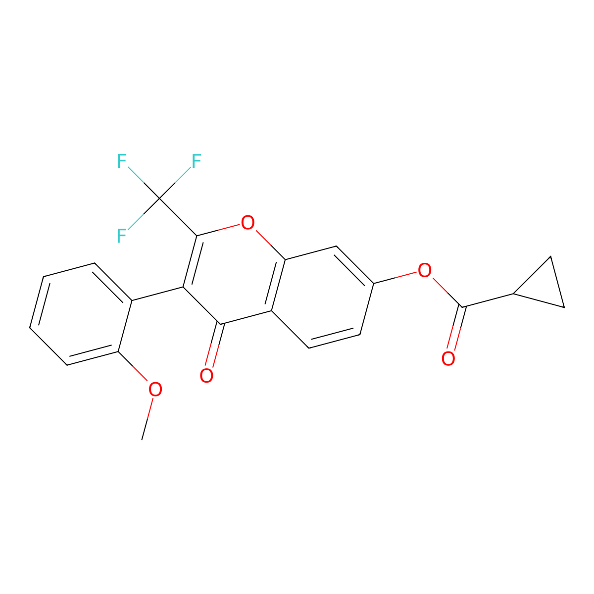 3-(2-methoxyphenyl)-4-oxo-2-(trifluoromethyl)-4H-chromen-7-yl cyclopropanecarboxylate molecular structure, CAS 637748-34-6