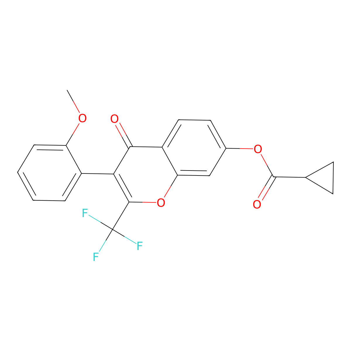 3-(2-methoxyphenyl)-4-oxo-2-(trifluoromethyl)-4H-chromen-7-yl cyclopropanecarboxylate molecular structure, CAS 637748-34-6