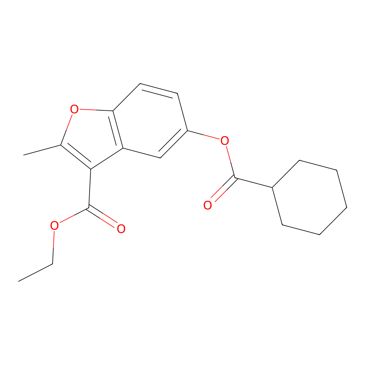 Ethyl 5-(cyclohexanecarbonyloxy)-2-methyl-1-benzofuran-3-carboxylate molecular structure, CAS 637748-93-7