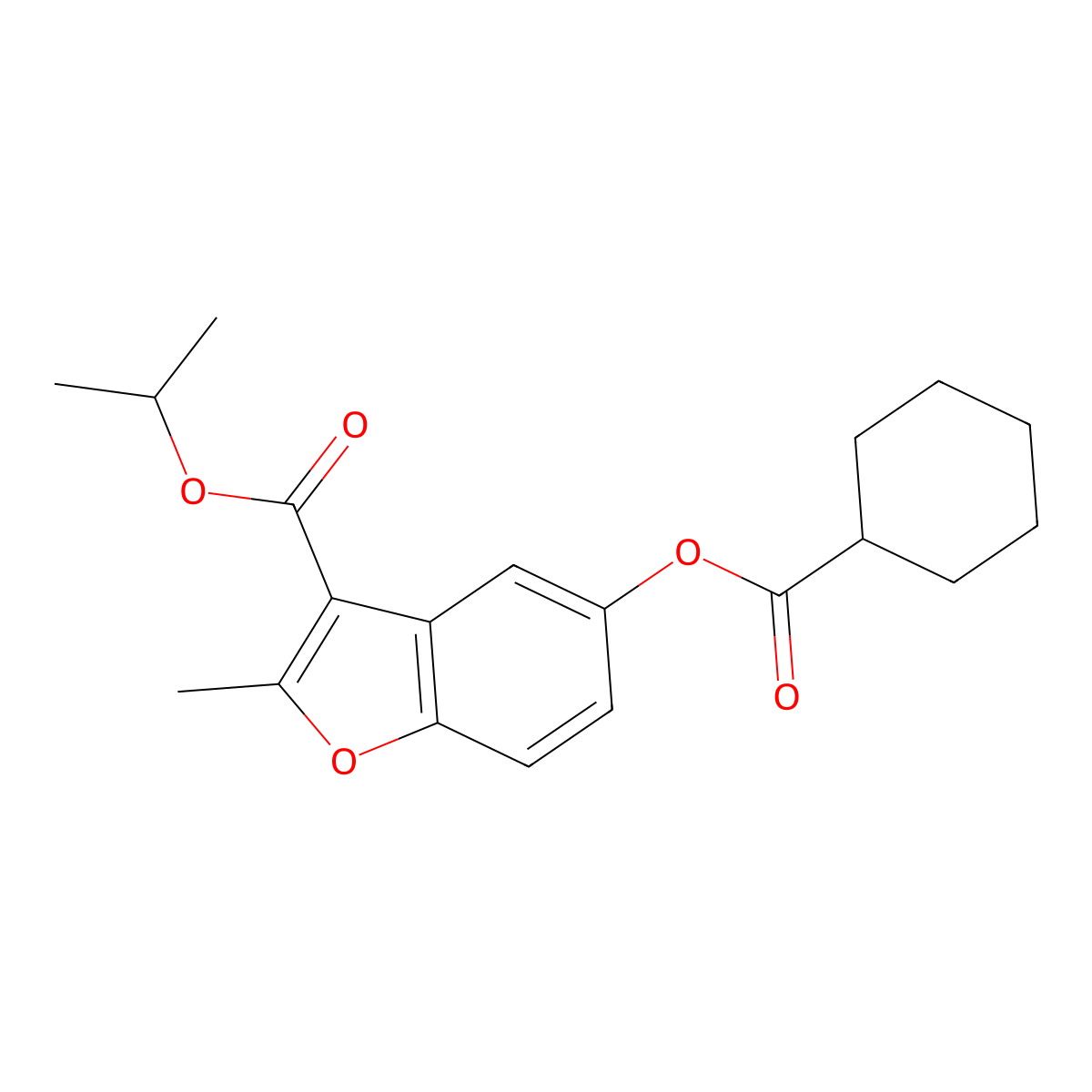 Propan-2-yl 5-(cyclohexanecarbonyloxy)-2-methyl-1-benzofuran-3-carboxylate molecular structure, CAS 637748-94-8