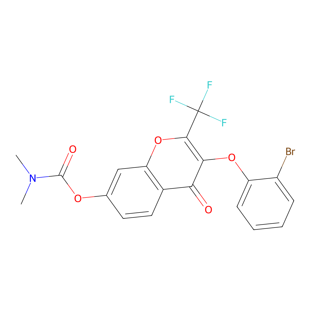 3-(2-bromophenoxy)-4-oxo-2-(trifluoromethyl)-4H-chromen-7-yl dimethylcarbamate molecular structure, CAS 637749-03-2